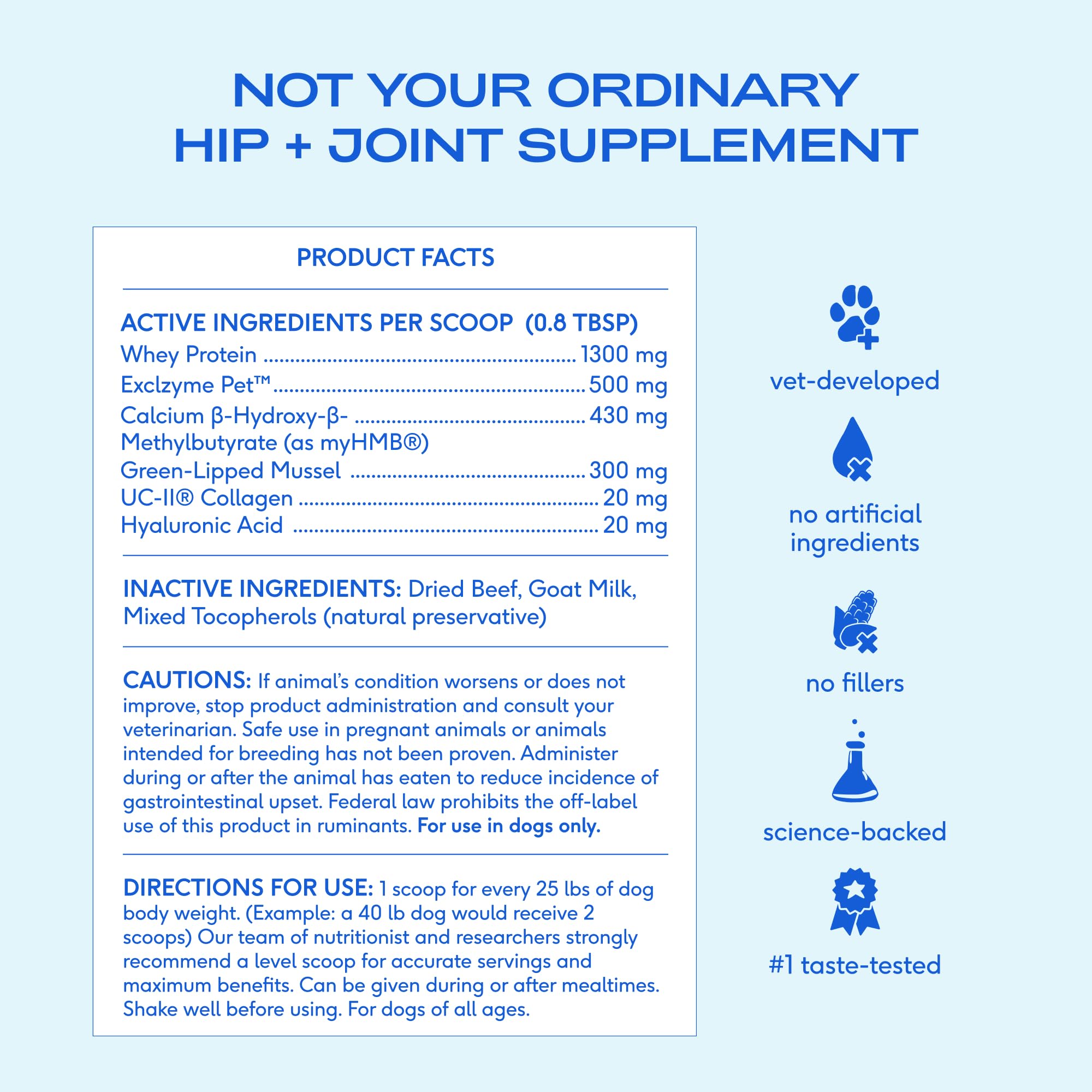 Native Pet Hip & Joint Advanced Care Dog Joint Supplement Powder for Mobility & Movement Support, Joint Supplement for Dogs with HMB, UC-II Collagen, Green Lipped Mussel & Hyaluronic Acid – 30 Scoops - image 3