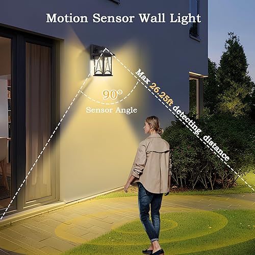 Miniatura 3 de SR016-W - Luces solares de pared para exteriores con sensor de movimiento, lámparas de pared impermeables del atardecer al amanecer, luces solares