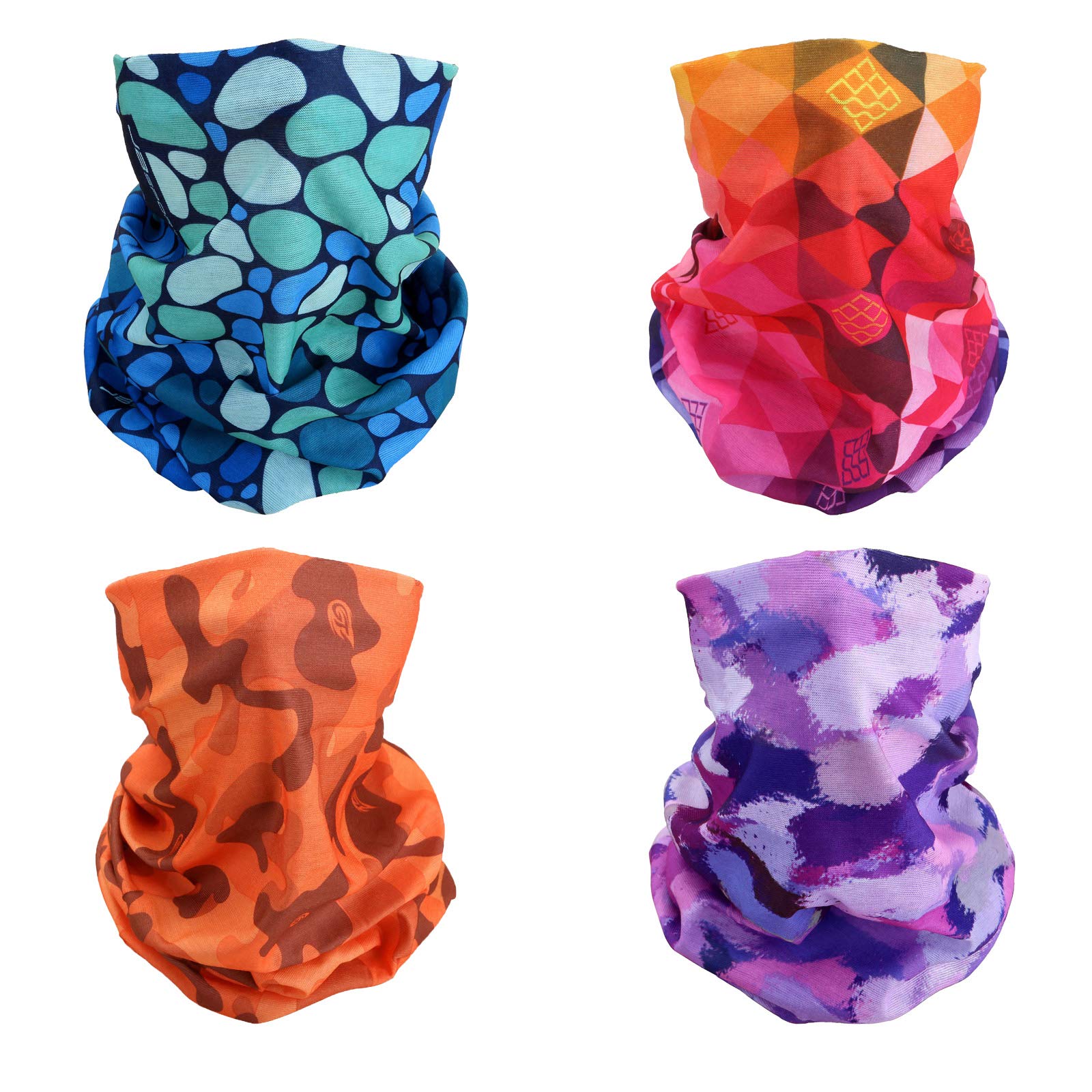 SMEHCF 4 Headband Bandana Balaclava Half Face Mask Shield Head Hair Scarf Neck Gaiter Hat Multipurpose For WoMen Men Breathable Reusable Washable Camo Raindrop Blue Rainbow Yellow Purple