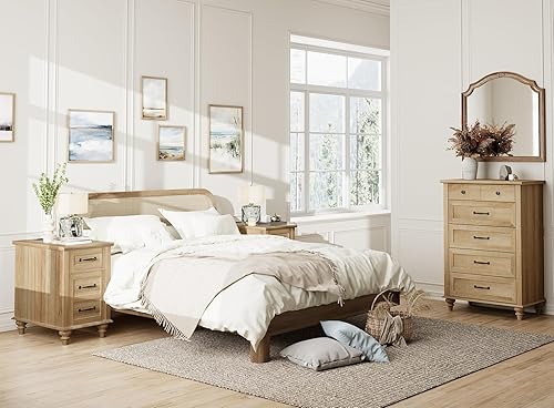 Miniatura 8 de WAMPAT Mesa auxiliar con estación de carga, mesa auxiliar de madera con cajón y armario de almacenamiento, mesa auxiliar moderna con tomas de