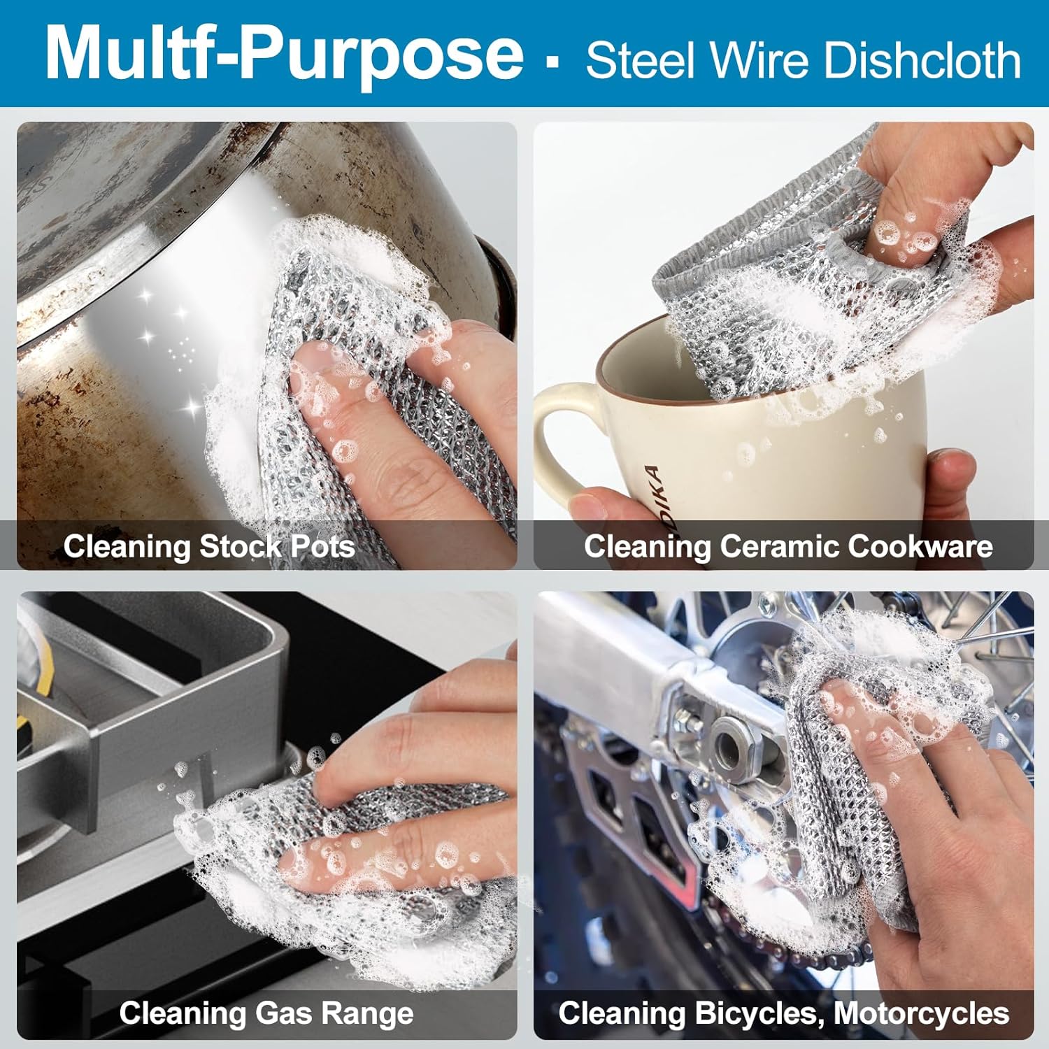 Multipose Wire Dishwashing Rag, Non Scratch Wire Dishcloth,