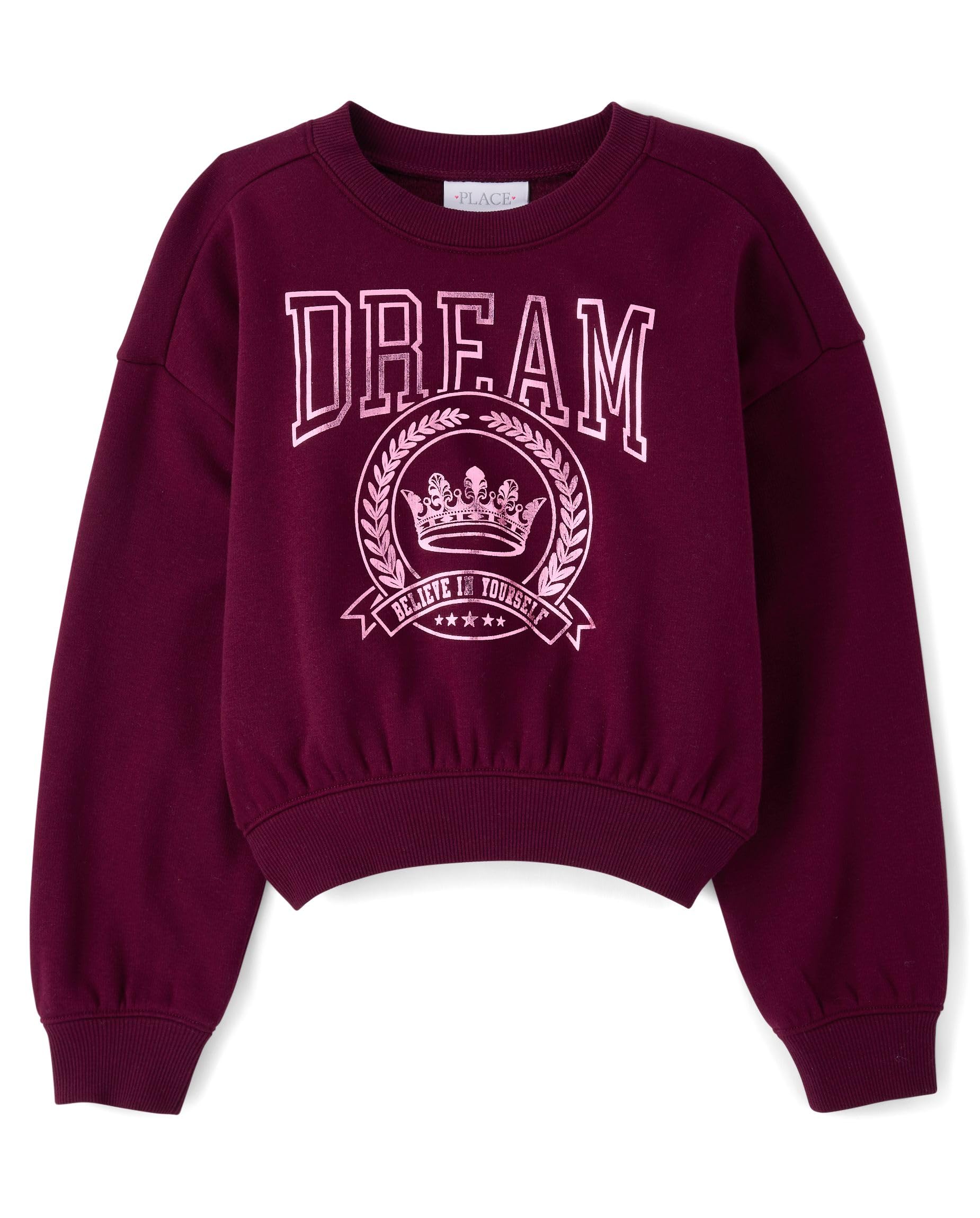 The Children's Place Girls' Active Long Sleeve Embellished Winter Warm Sweatshirt