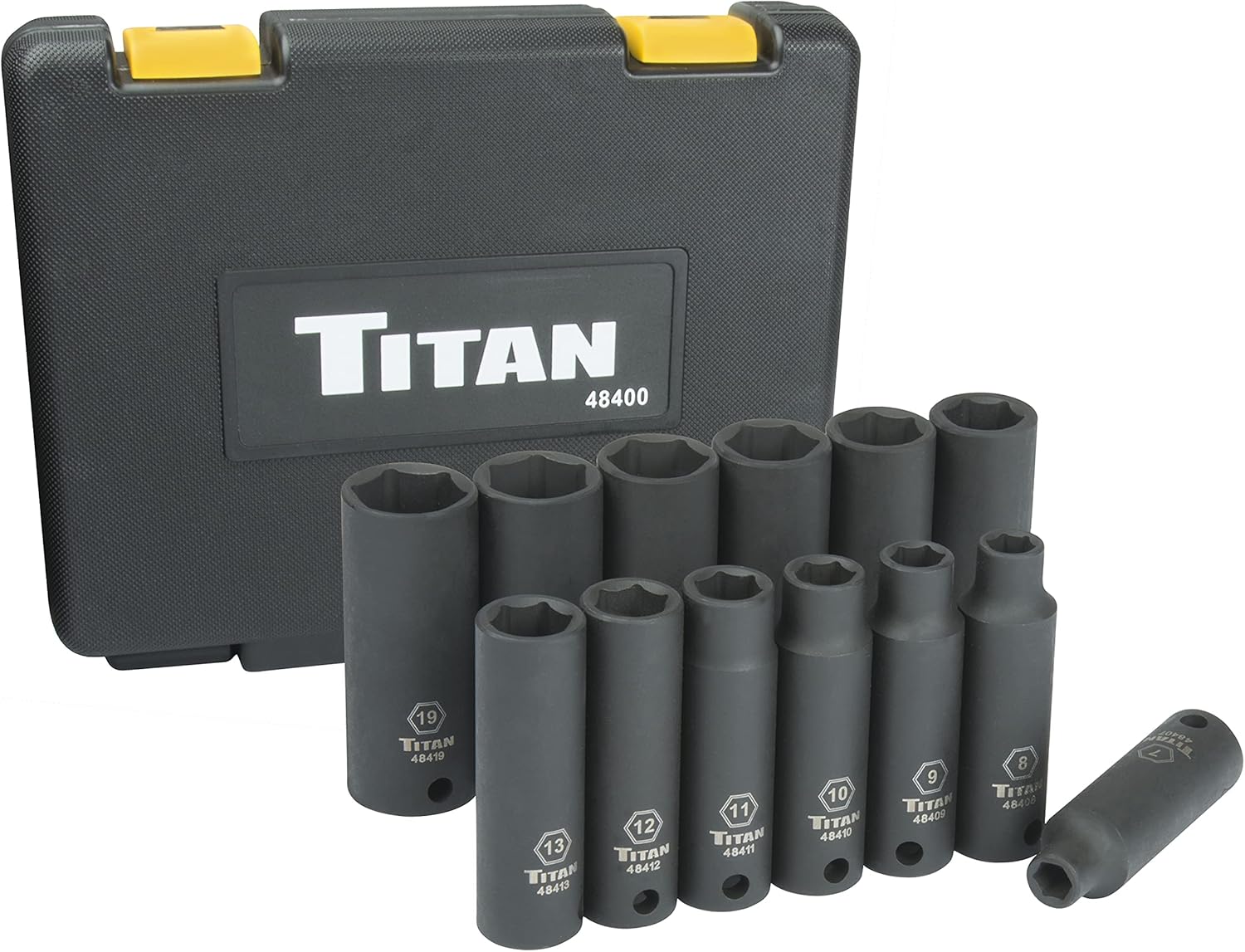Titan 48400 13-Piece 3/8" Drive Metric Deep Impact Socket Set