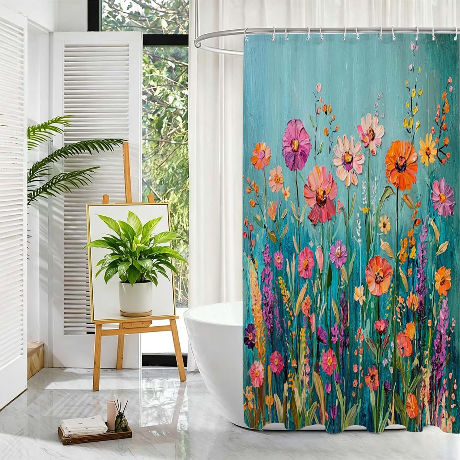 Rideau de Douche 150x200cm, Bleu Rideau de Baignoire D-524