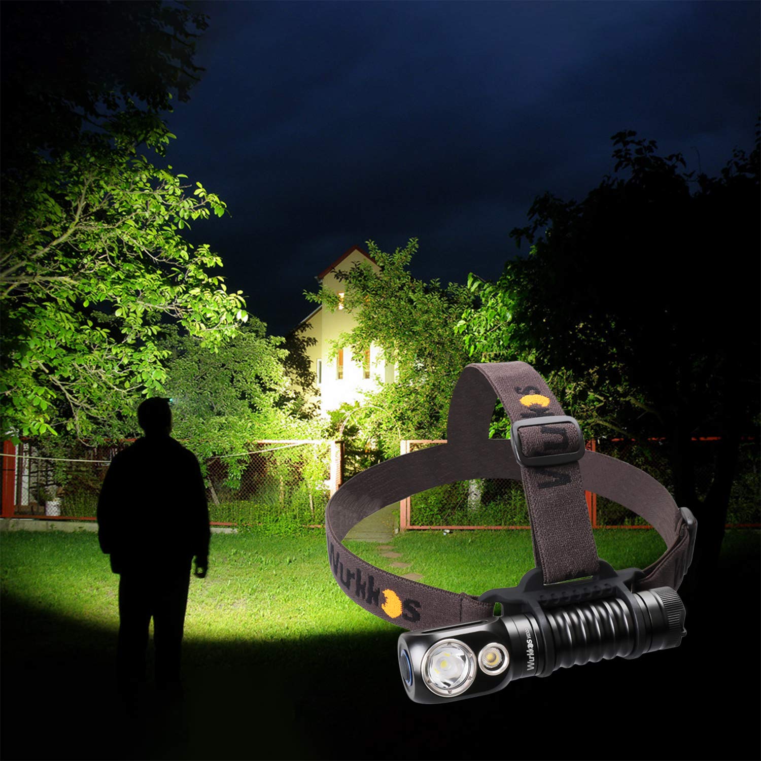 Lampada Frontale Wurkkos HD20, Faro Super Luminoso da 2000 Lumen Ricaricabile, Versatile Torcia Portatile EDC con LED Samsung LH351D e per Ttività All'aperto, Include una 5000mAh power
