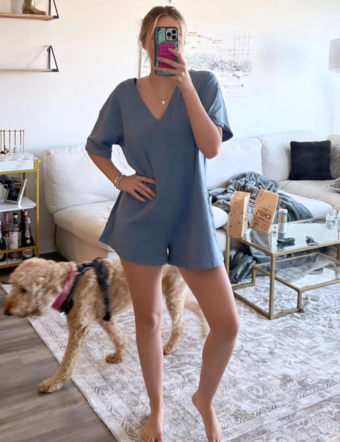 Rompers for Women Athletic Workout Hot Shot Tee Romper Casual Oversized Jumpsuits Overalls - Image 5