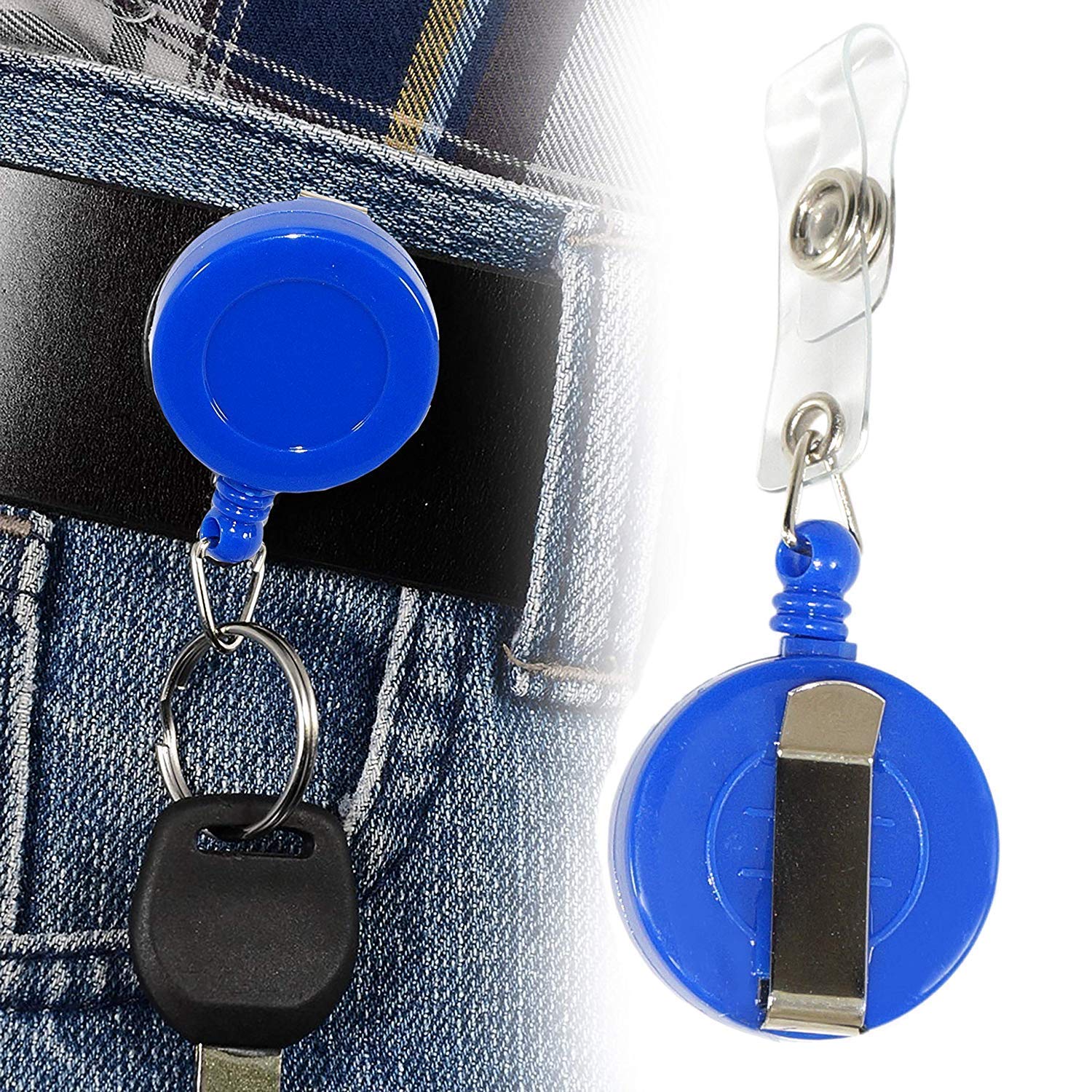 Abha YoYo Key Ring Pull Chain Belt Clip ID Card Holder - (Blue) (5) 3