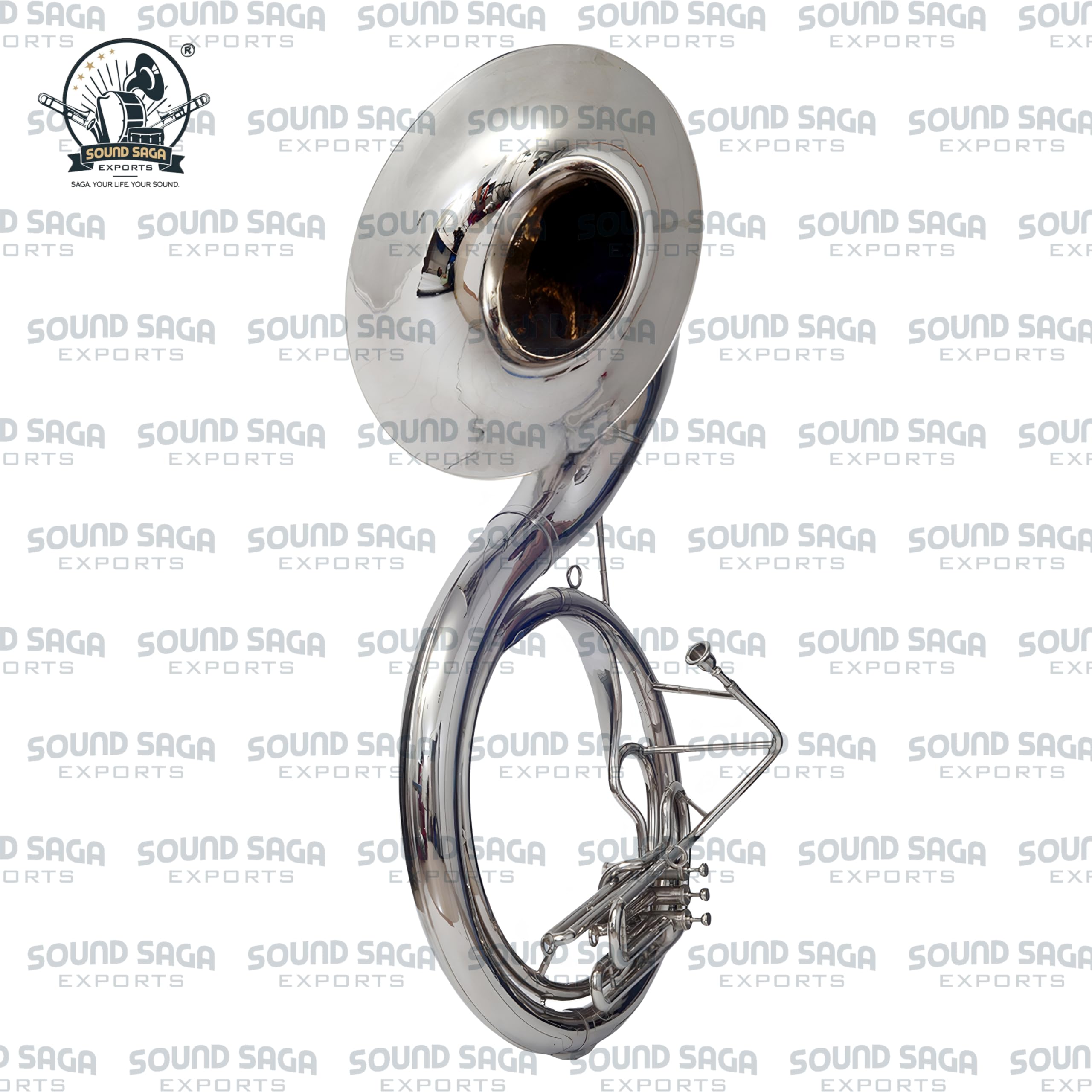 BBb 61 cm suzafon mosiężny instrument dęty z ustnikiem i torbą koncertową dla orkiestry marszowej, zespołu szkolnego, początkujących, studentów i średnio zaawansowanych muzyków (srebrny)