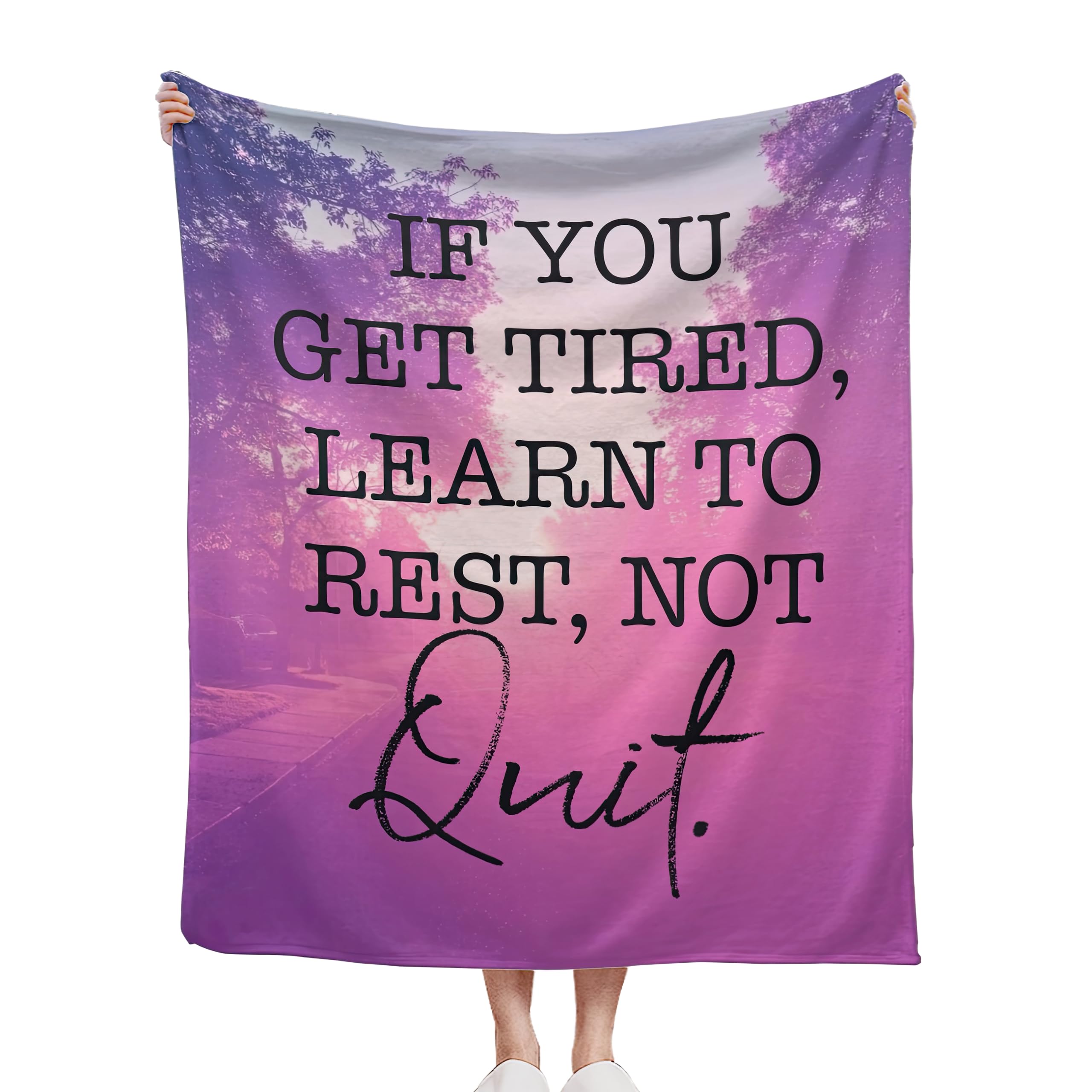 CIAIDU Throw Blanket, Dreamy Sunset Throw Blankets for Adult Kids Boys Girls, Learn to Rest Not Quit Decor Gifts for Home Bed Couch 50x60 Inches