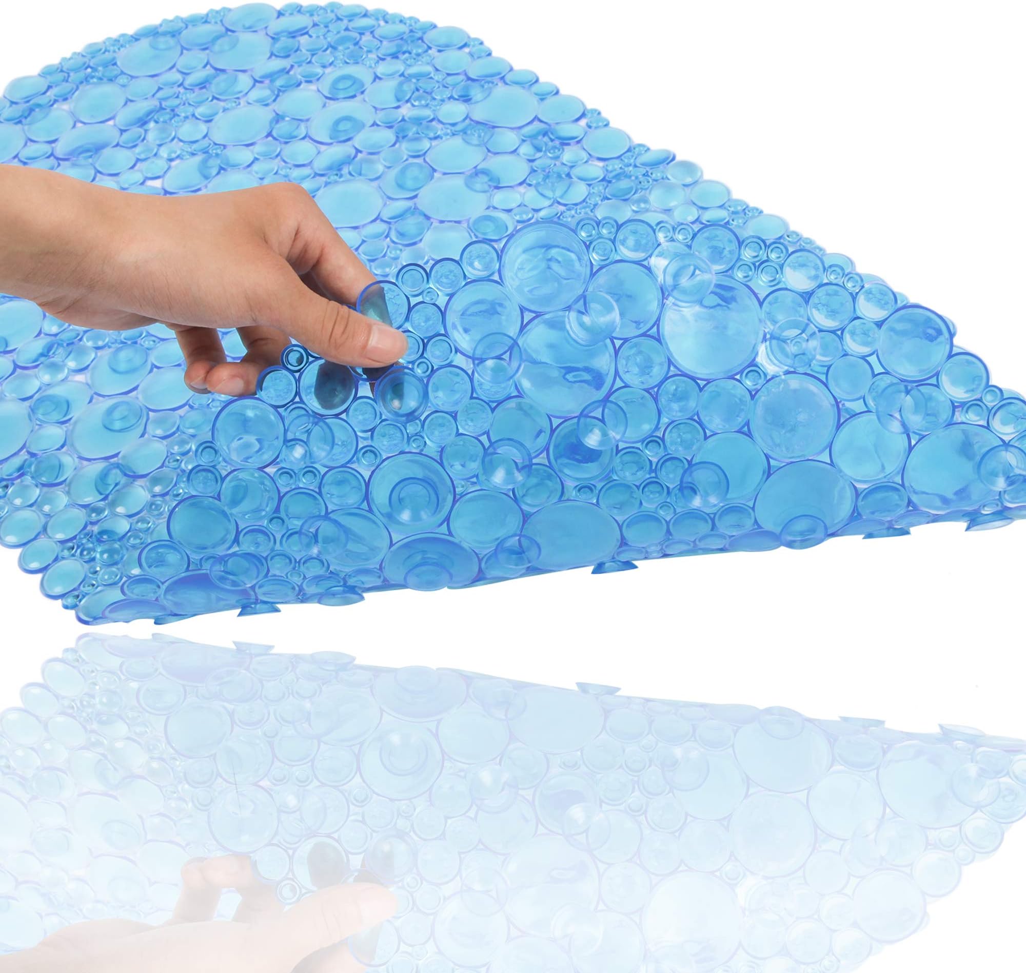 Updated Bathtub Mat for Shower Non-Slip Bath Mat Bathroom Bathtub Mat with Suction Cups Shower Stall Mat Non Slip Mat PVC Material Machine Washable (37 x 67cm, Blue)
