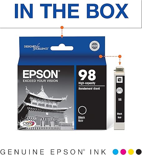 Miniatura 5 de Epson T099 Claria Tinta de Alta Definición Capacidad Estándar 5 Color Cartucho Combo y T098 Claria Hi-Definition - Tinta Capacidad Estándar Negro -