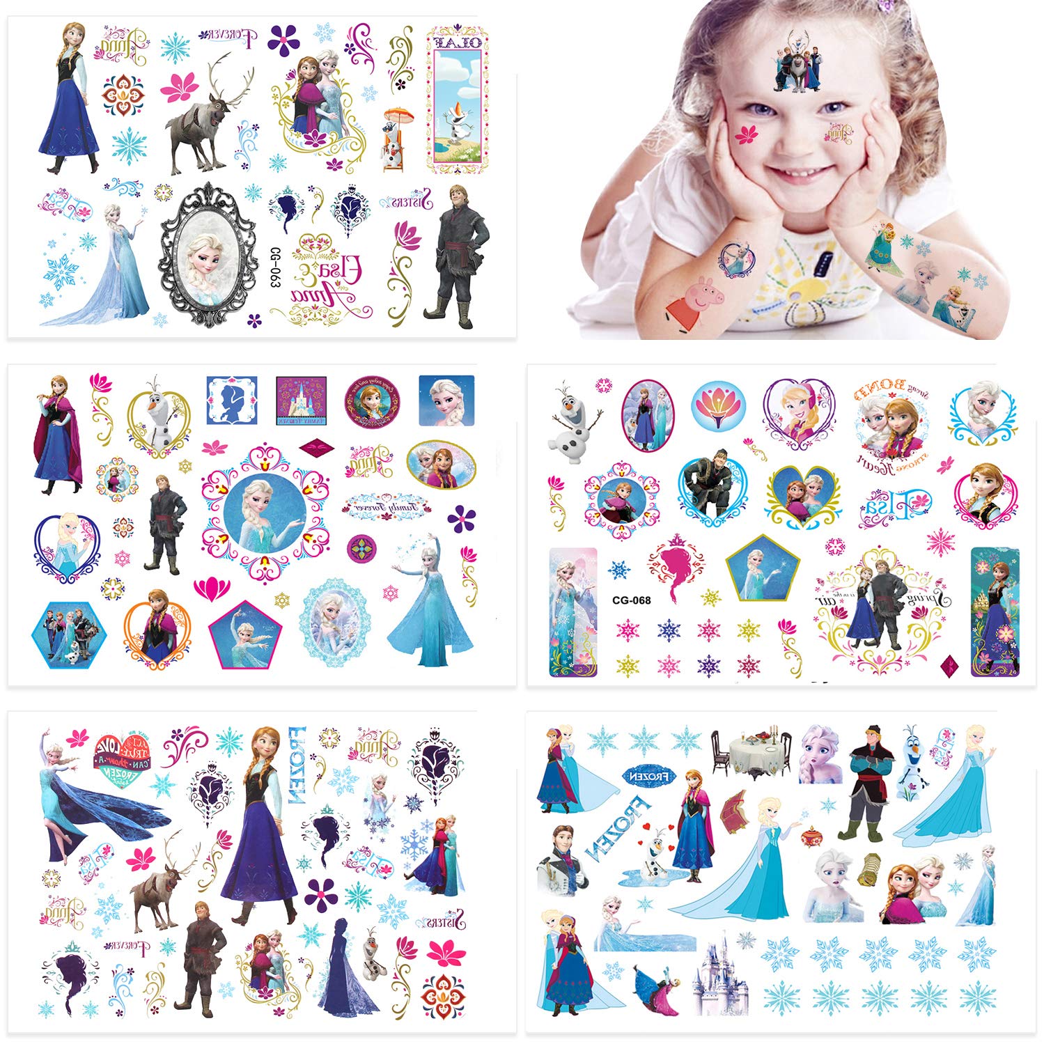 Qemsele Temporary Tattoo for kids, 10 Sheets 200+ Pcs Fake Waterproof Temporary Tattoo Cartoon Sticker for Boy Girl Teens Birthday Party Bags Fillers Favors Supplies Gifts Goodies Decoration