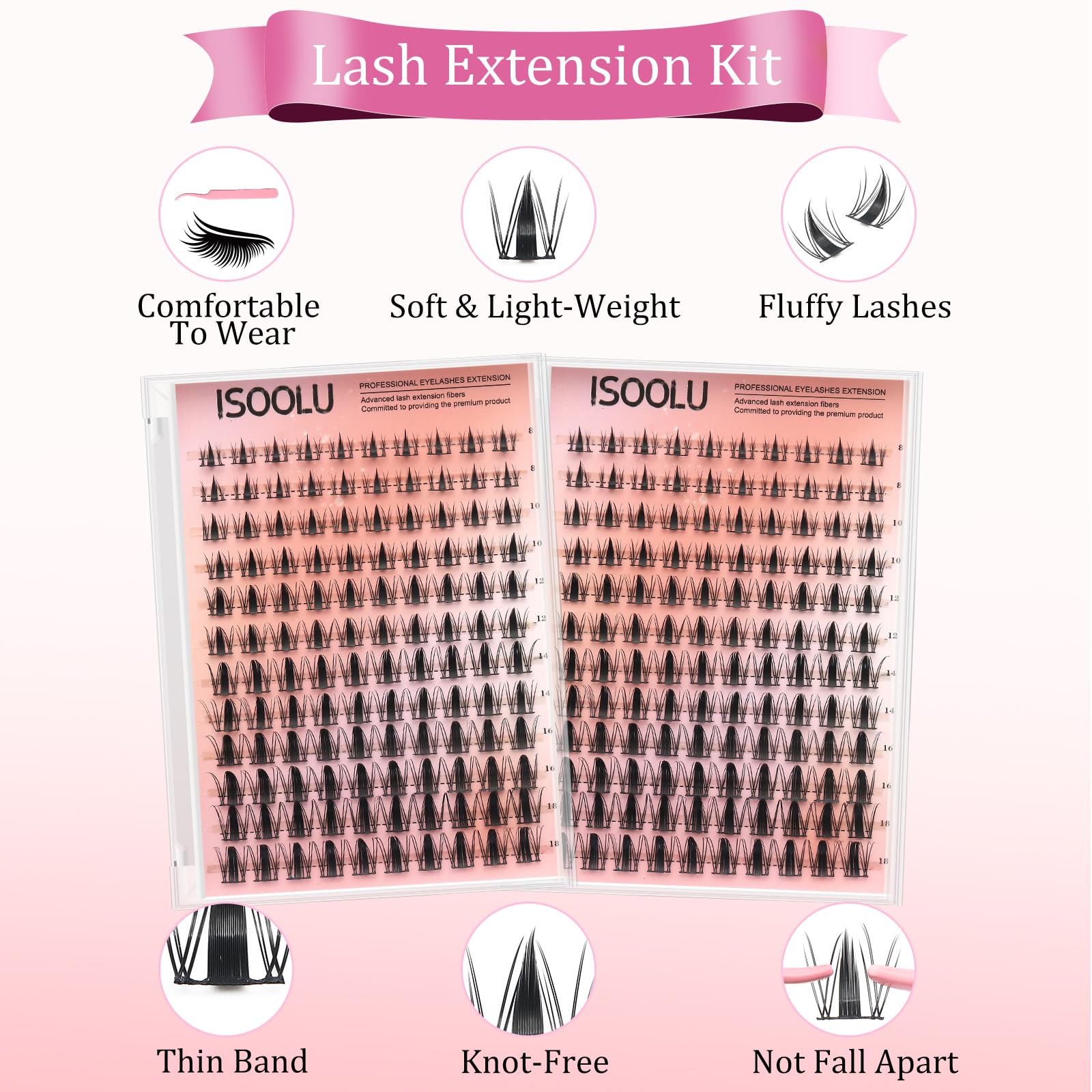 Fairy Lash Clusters Manga Individual Lashes C Curl Wispy Eyelash Clusters WideSpan Eyelash Extension Kit with Lash Bond and Seal Wet-Look Spiky Cluster Lashes (Fairy Kit)