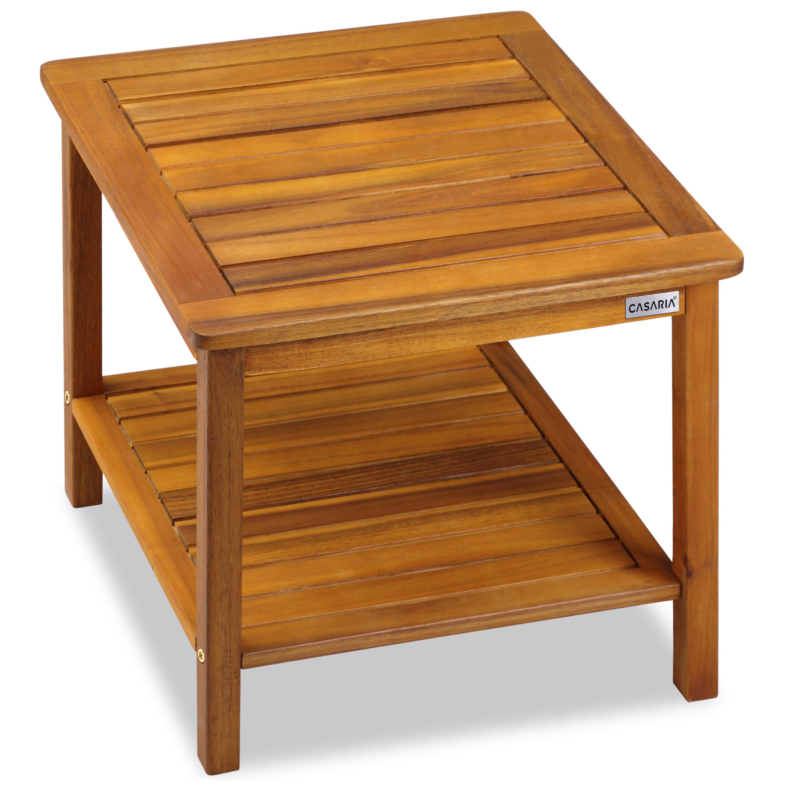 Casaria Tavolino da Giardino Legno Acacia 45x45x45cm Portata 80kg 2 Ripiani