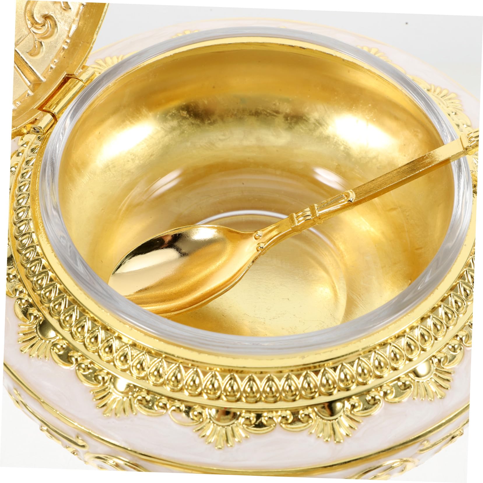 Toyvian Gewürzbehälter Hält Gewürze Frisch aus Goldener Legierung Eleganter Einfach zu Reinigen mit Deckel und Löffel als Vorratsdose im Minimalistischen Stil für Küche