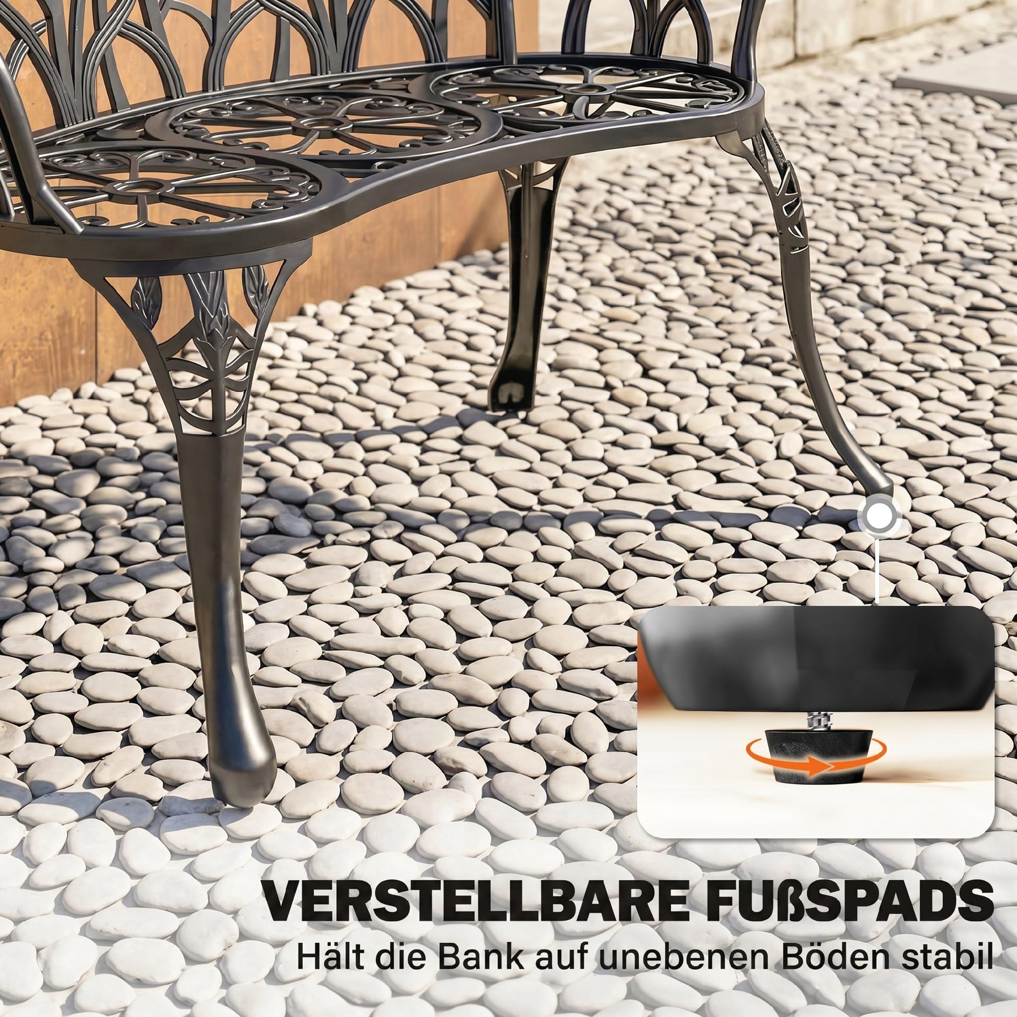 Outsunny Gartenbank 2-Sitzer Gussaluminium Wetterfest 99 x 57 x 78 cm