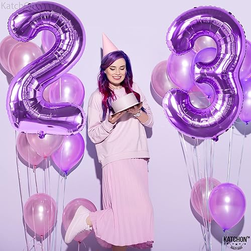 Miniatura 9 de KatchOn, Globos morados del número 23, grandes, 40 pulgadas, 23 globos morados para decoraciones de cumpleaños de 23 años para hombres, decoraciones