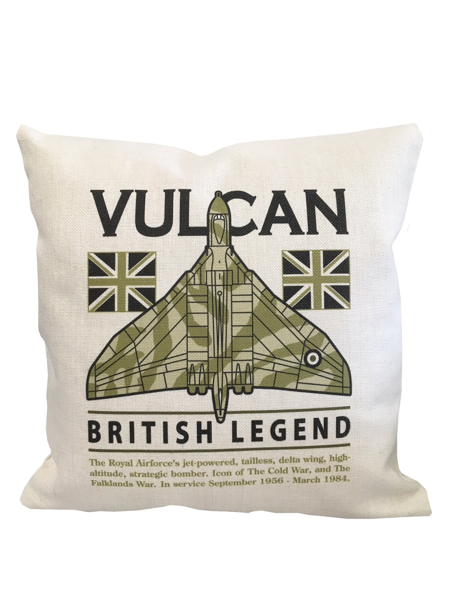 The Wooden Model Company Ltd Off-White Avro Vulcan Raf Strategic High Altitude Heavy Bomber Cold War Aircraft Cushion And Inner Included