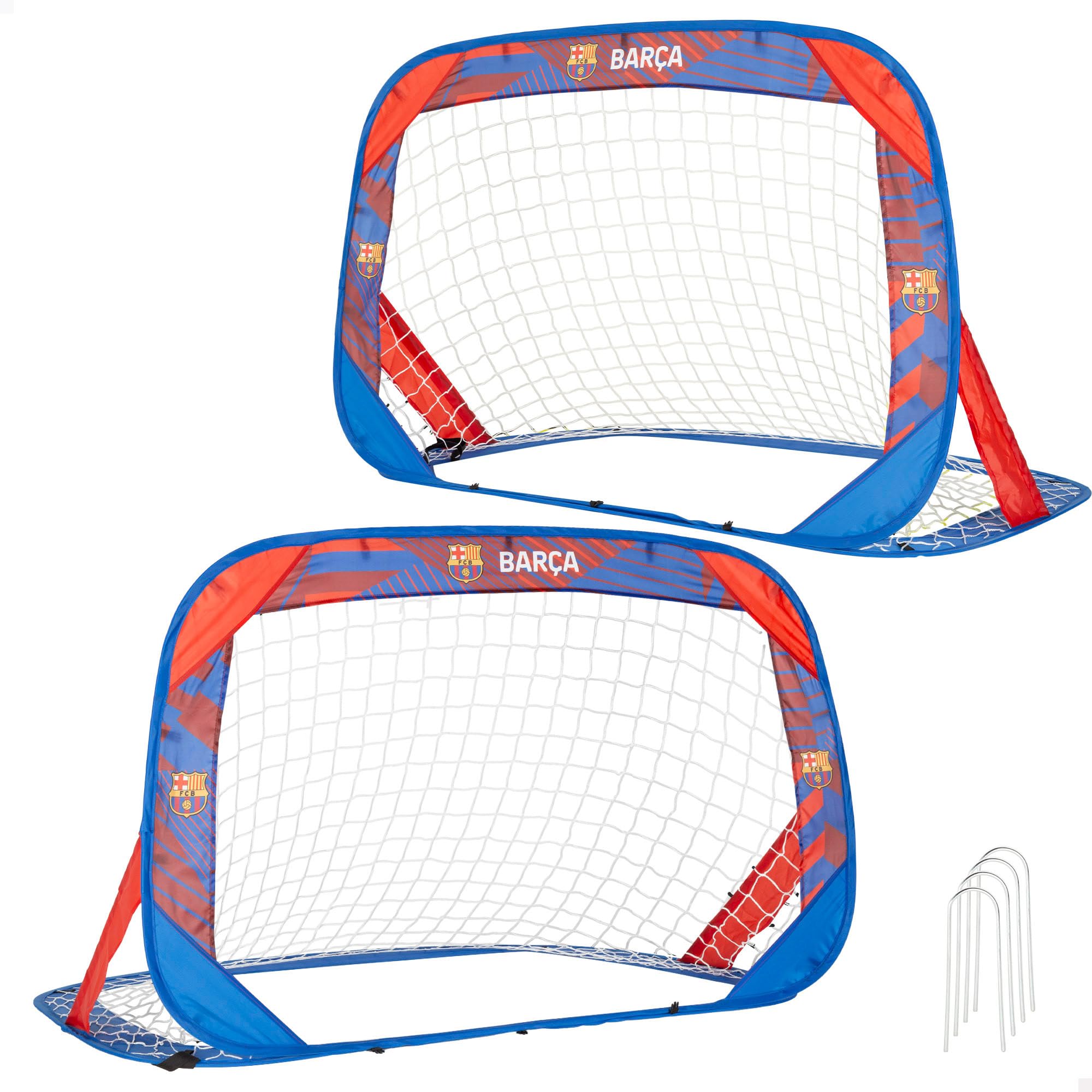 COLORBABY FC Barcelona Set 2 porterías fútbol Pop-​up, 120 x 80 x 80 cm, Incluye Bolsa de Transporte, Estructura Plegable, Montaje rápido, Uso Exterior, Desde 3 años (77596)