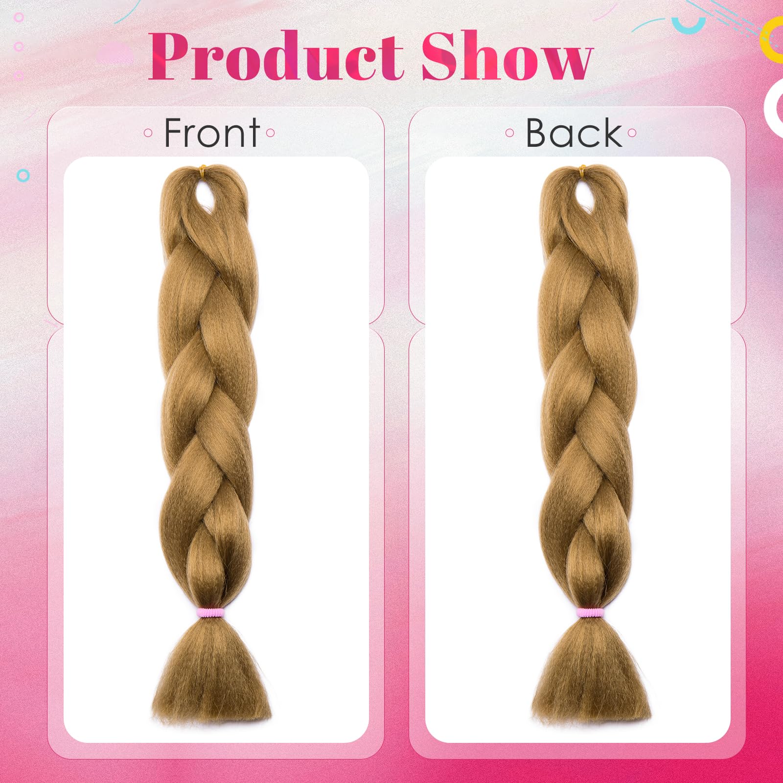 Benehair 3 Packs 24 Inch Braid Extensions Jumbo Box Braiding Hair for Twist Colorful Synthetic Hair Extensions for Braiding Dark Blonde Hair Extensions for Women(3 Packs - Image 3