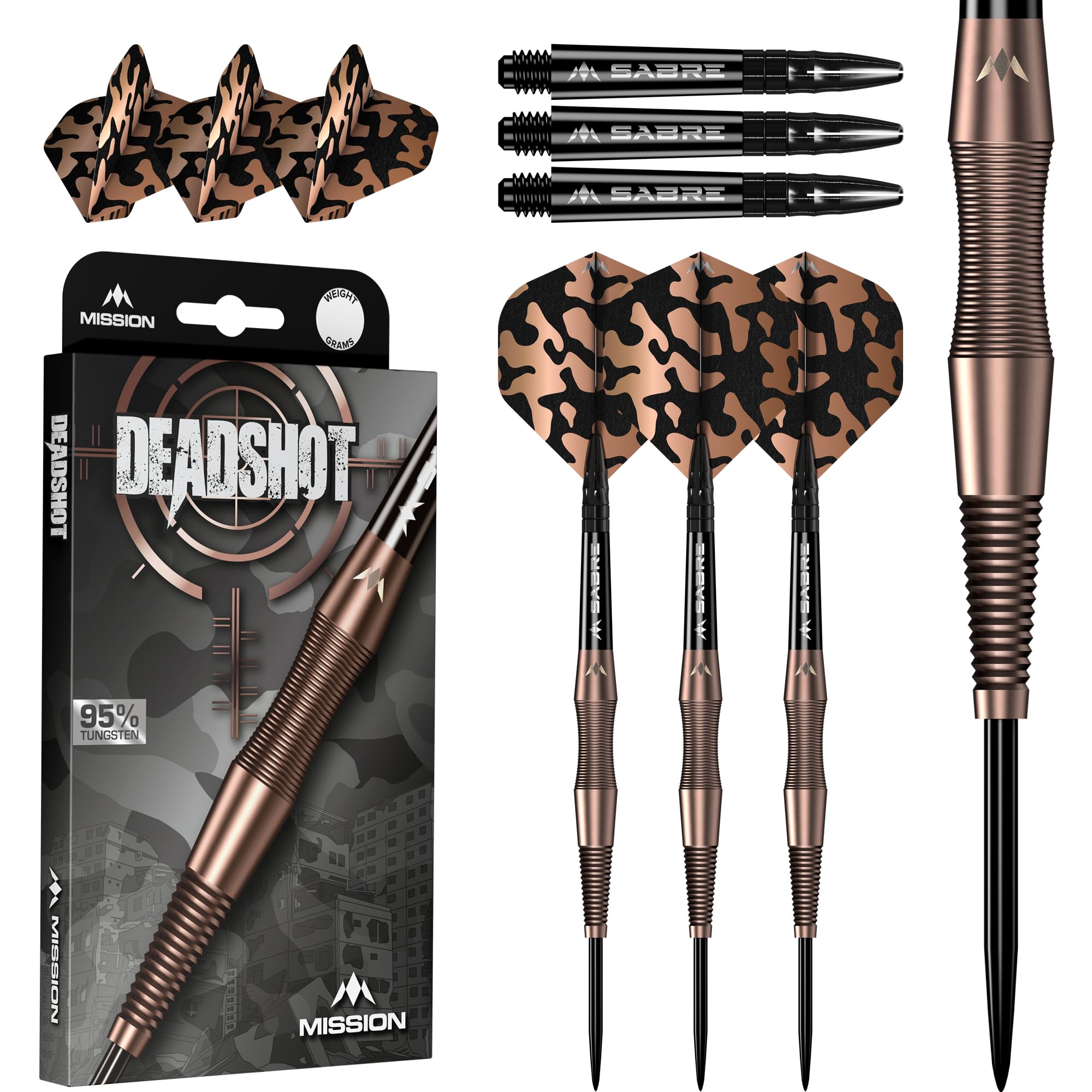 Mission Darts | Dead Shot | Steel Tip Darts | 95% Tungsten | Bronze | Multiple Weights (23.0, Grams)