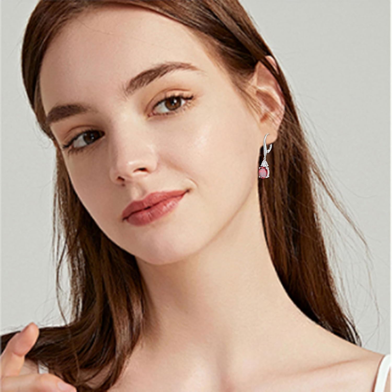 Oval Dangle Drop Earrings for Women 925 Sterling Silver Leverback Earrings Birthstone Jewelry Gifts for Her - Image 3