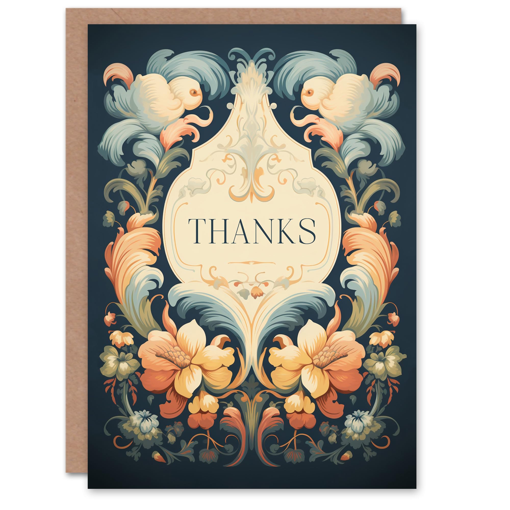 Artery8 Thank You Greeting Card Elegant Floral Filigree Lily Flower For Her