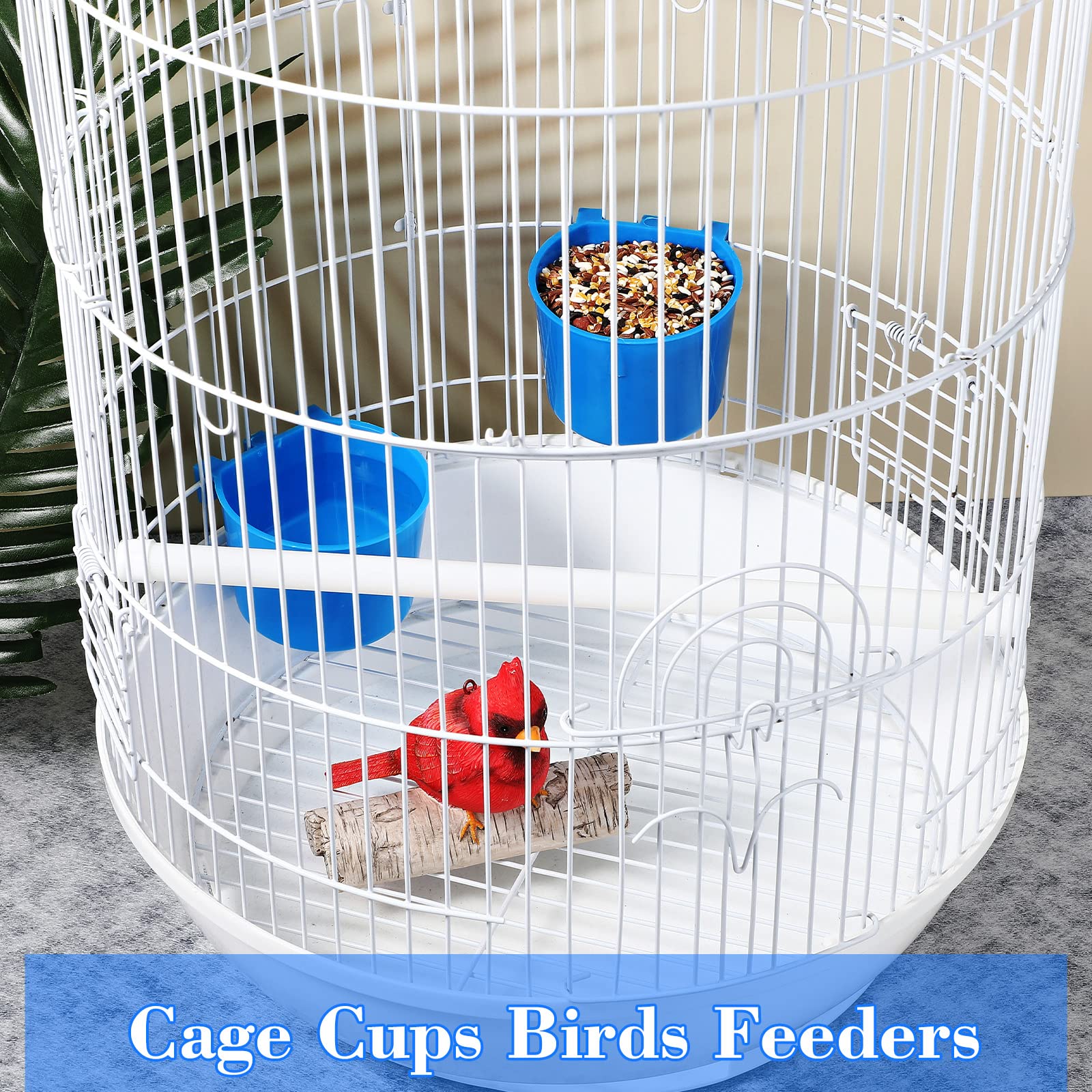 Lot de 60 bols à suspendre en forme de cage pour oiseaux - 237 ml - En plastique - Pour poulet, perroquet, perruche (bleu)