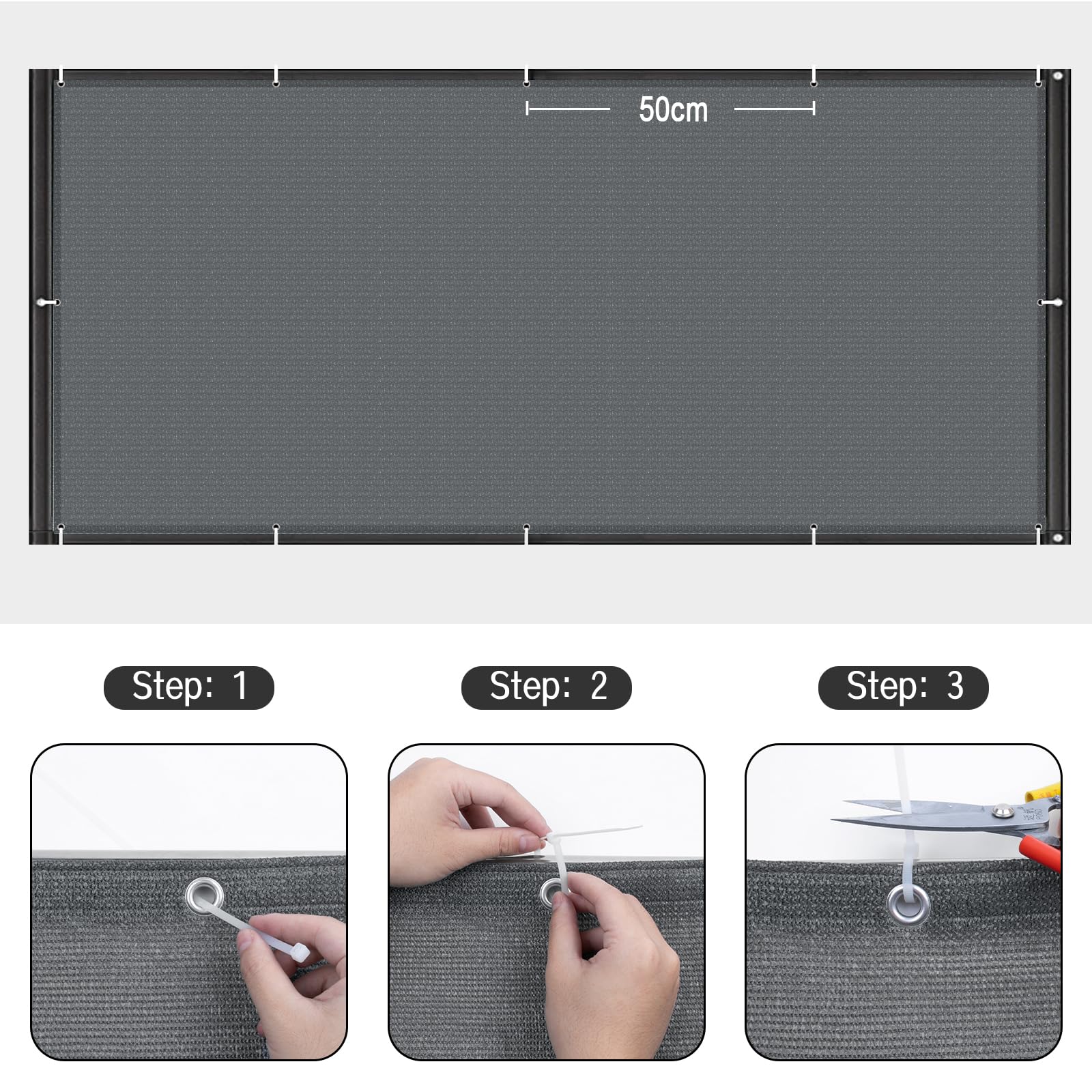 Brise Vue Balcon 90x300cm HDPE Protection UV Résistant pour Exterieur Terrasse Jardin Anthracite