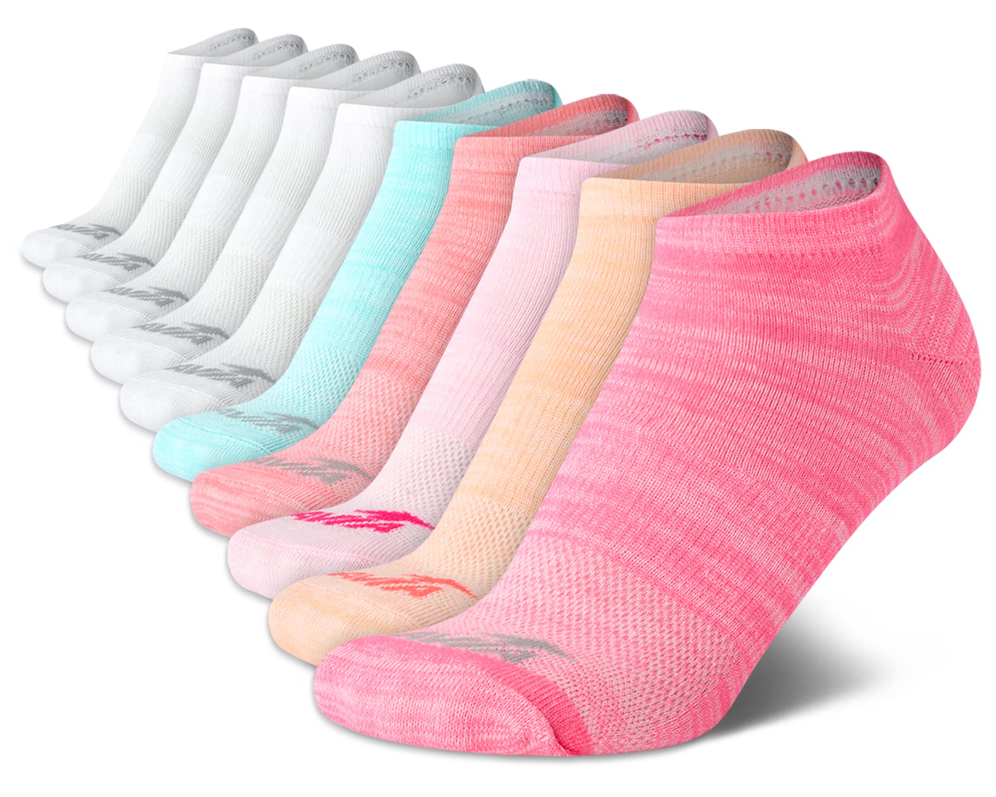 Avia Women's No-Show Athletic Low Cut Socks (10 Pack), Size 4-9, BrightWhite