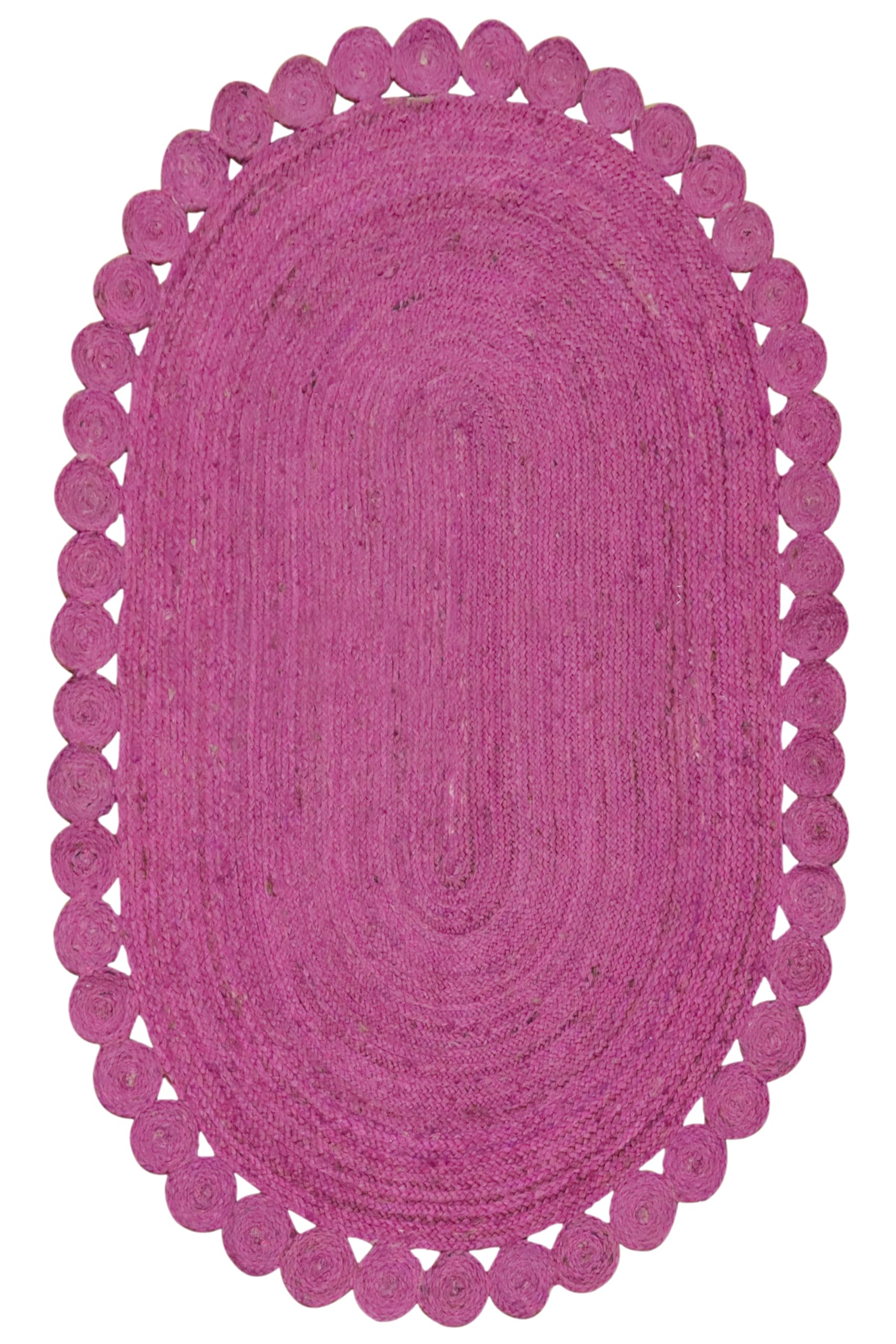 Tapis ovale en jute rose 152x243 cm pour salon et chambre