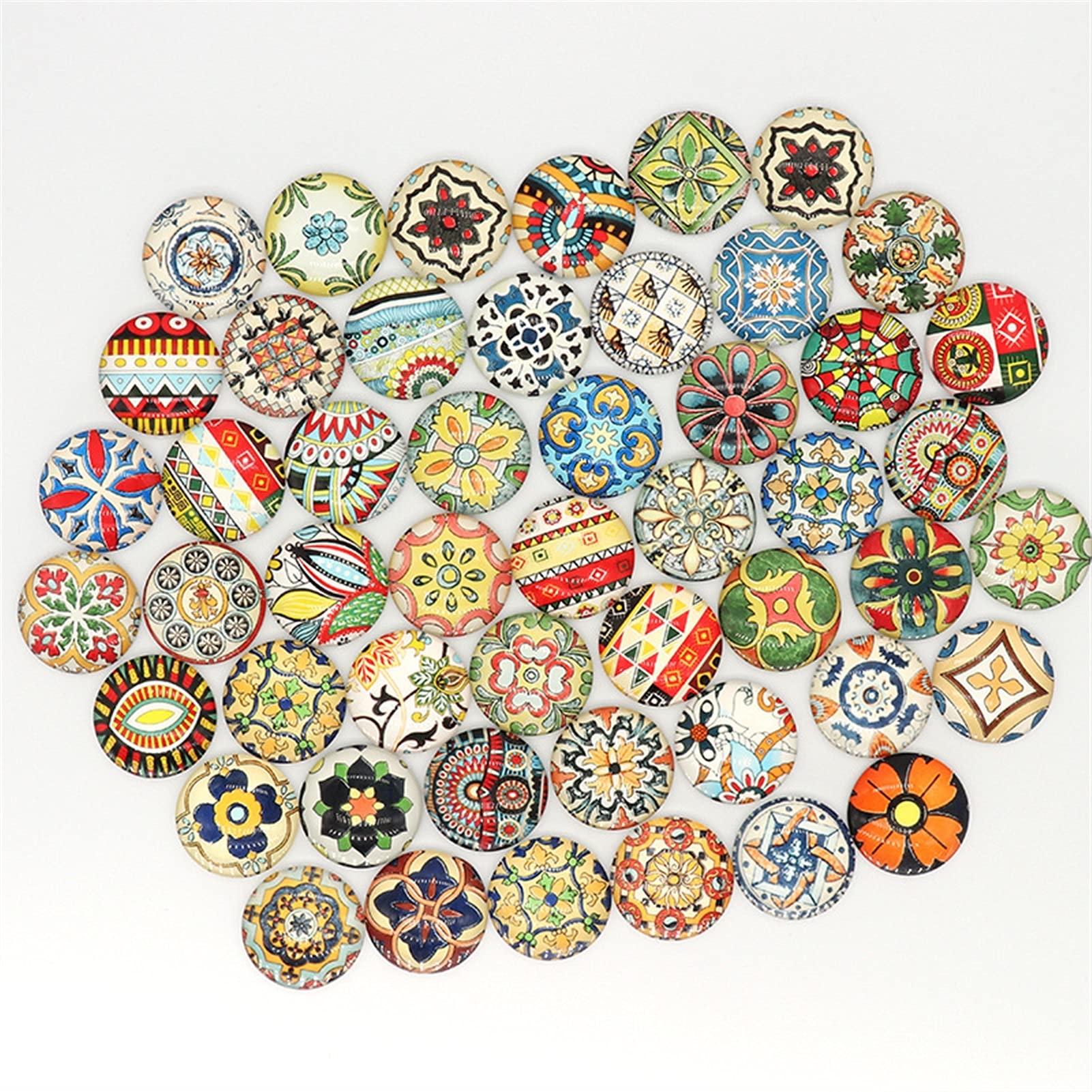 Mtadsbkfp No3 Mixed Colour Stained Glass Mosaic Tiles, Multicolor Round Glass Half Cabochons Mosaic Tiles 12Mm 100Pcs For Jewelry Making(No3)