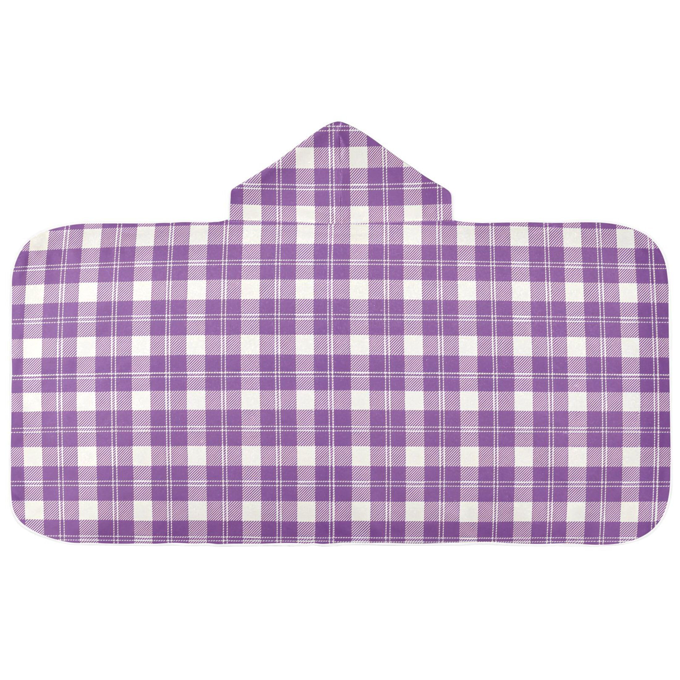Fuauuyl Purple Plaid Hooded Baby Bath Towel Soft & Breathable Towel for Newborns Infants Toddlers, Nursery Essential