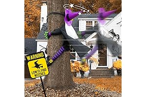 43” Halloween Animated Decoration Outdoor Witch Decor Crashed Witch Into Tree Cute...