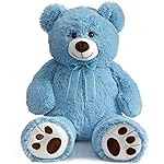 HollyHOME Teddy Bear Stuffed Animal Plush Giant Teddy Bears with Footprints Big Bear 36 inch Blue