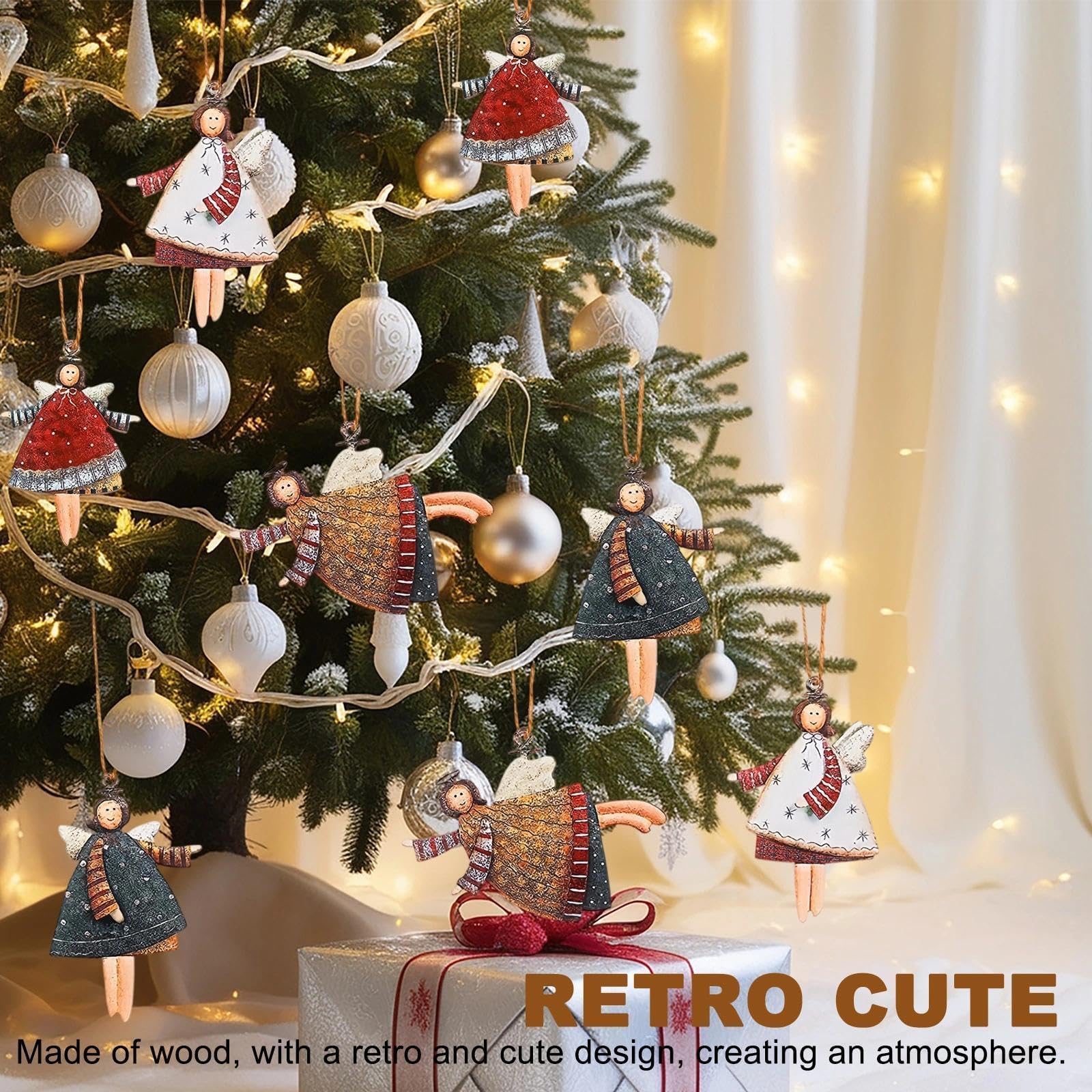 Nuptio 12 Pezzi Mini Angeli Pendenti in Vetro Trasparente Addobbi per L'Albero di Natale, Decorazioni Natalizie per Le Feste Decorazioni Appese