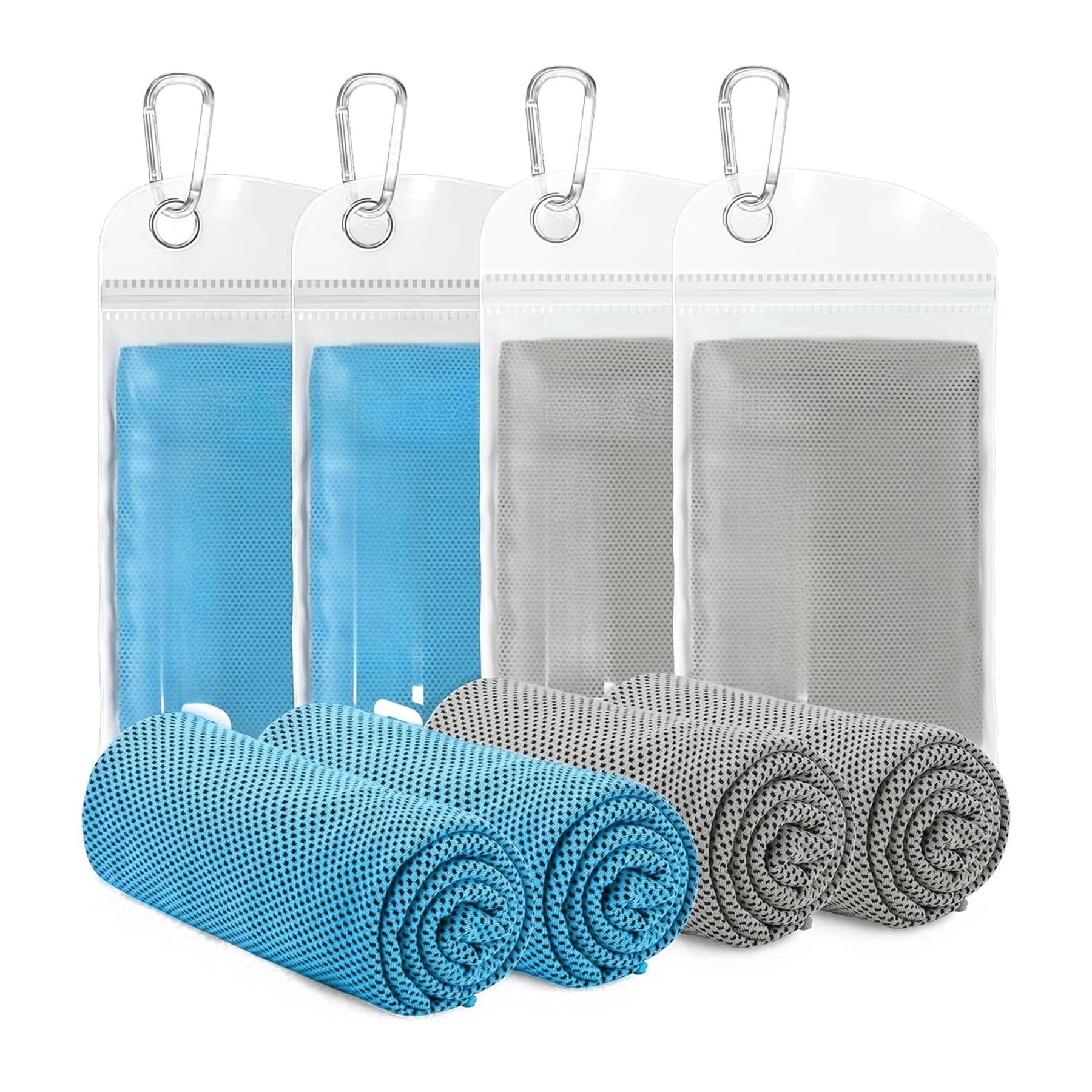 Clarture 4pcs Quick Dry Microfiber Cooling Towel Set for Sports, Yoga, Camping, and Beach Activities(4pcs B)