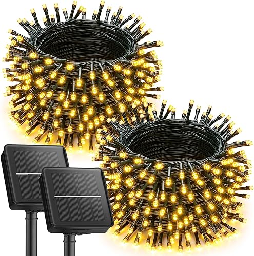 Miniatura 20 de Brightown Luces Solares de Navidad para Exteriores, Paquete de 4 Total 184 Pies 480 LED Luces de Cadena Solares para Exteriores Impermeables Cable