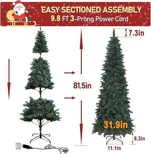 Miniatura 52 de MUPATER Árbol de Navidad artificial preiluminado de 5 pies, con nieve flocada y soporte de metal, luces blancas cálidas, decoración navideña