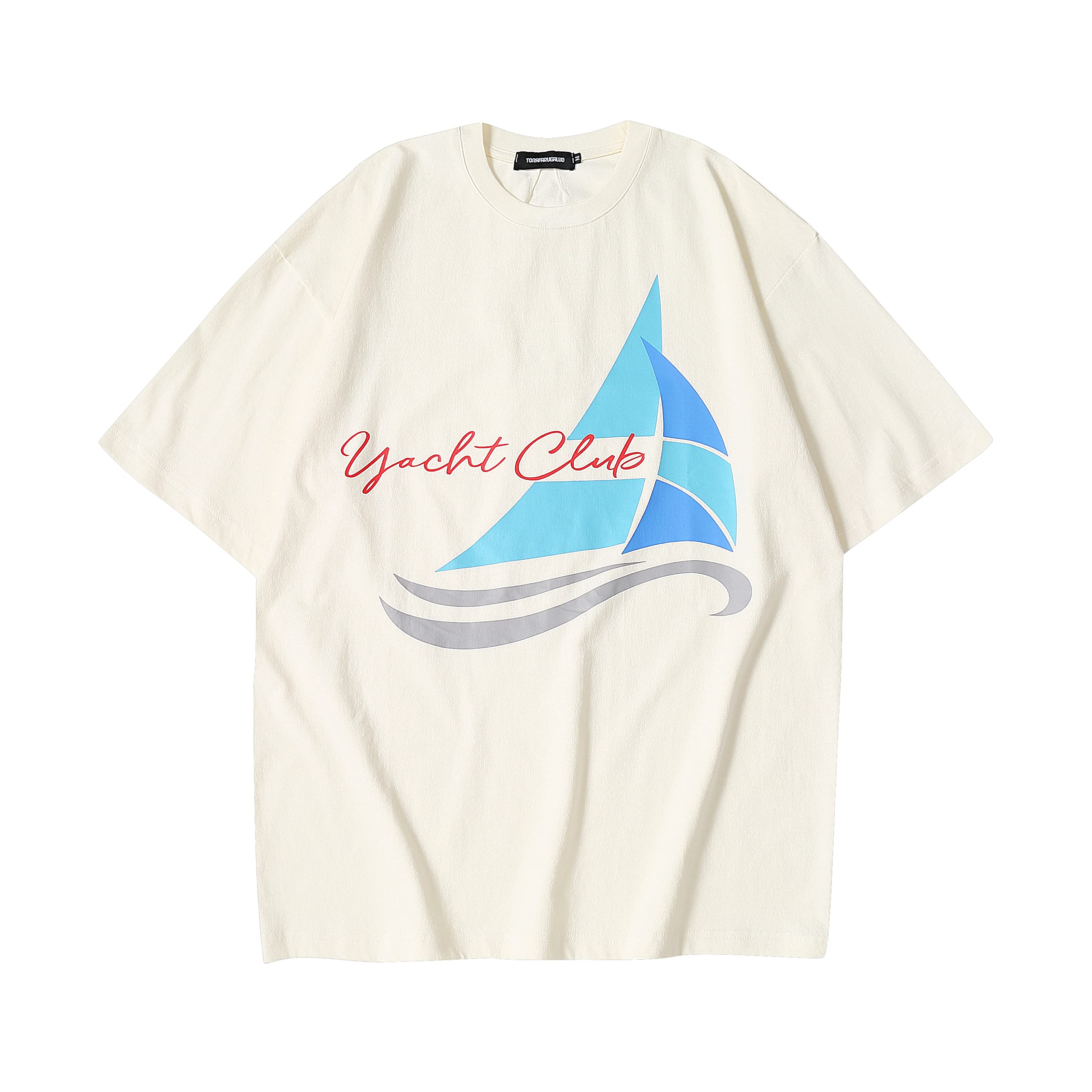 torafarugaluo Mens Oversized T Shirts Tees Summer Unisex Yacht Club Print Crew Neck Cotton Tops Casual Streetwear Shirt
