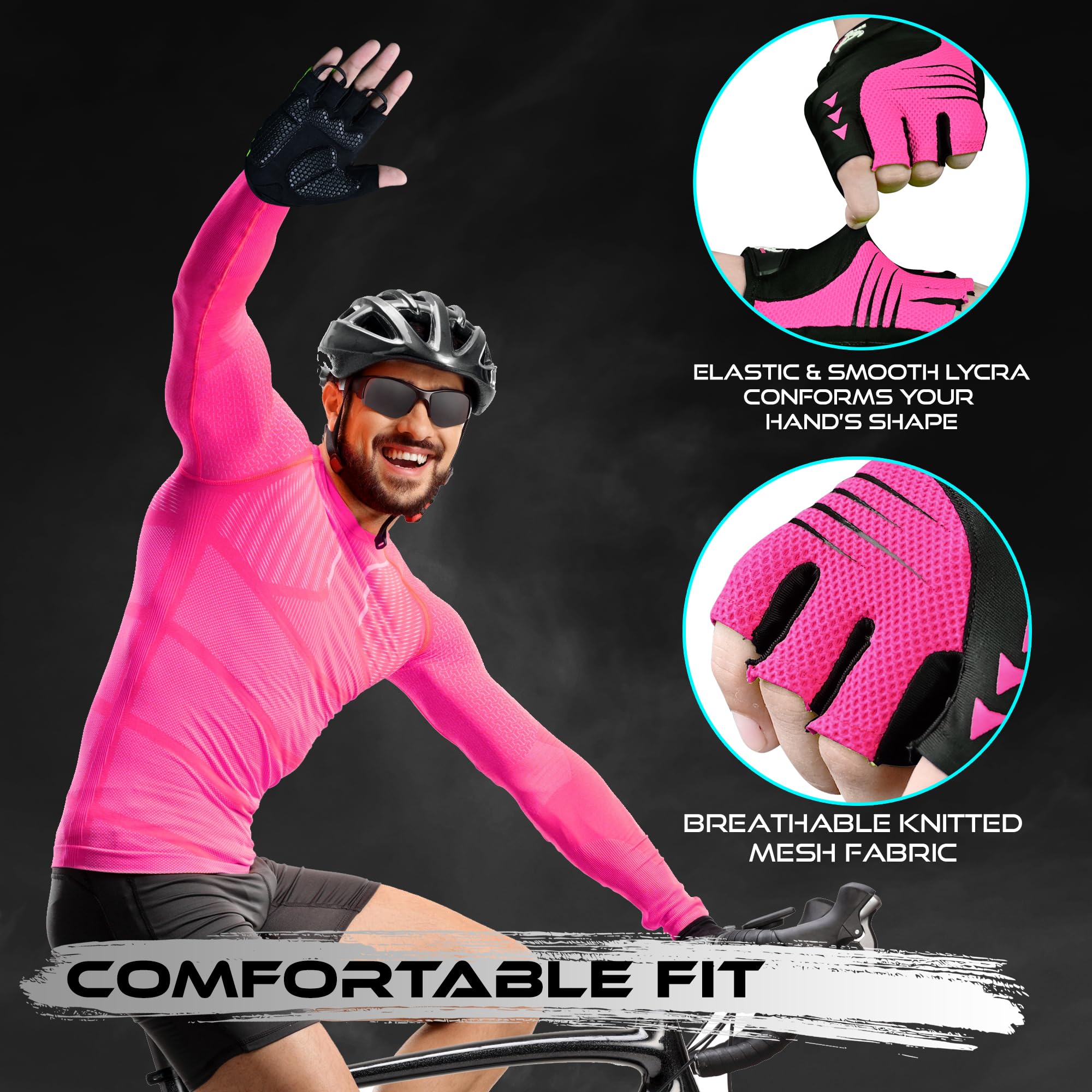BEAST RAGE Gants de Cyclisme à demi-Doigts pour Hommes et Femmes, Gants vélo rembourrés Respirants Antidérapants, Gants de vélo de Route VTT Absorbant
