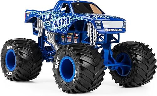 Miniatura 2 de Monster Jam, Camión monstruo oficial Blue Thunder, vehículo de colección fundido a presión, escala 1:24