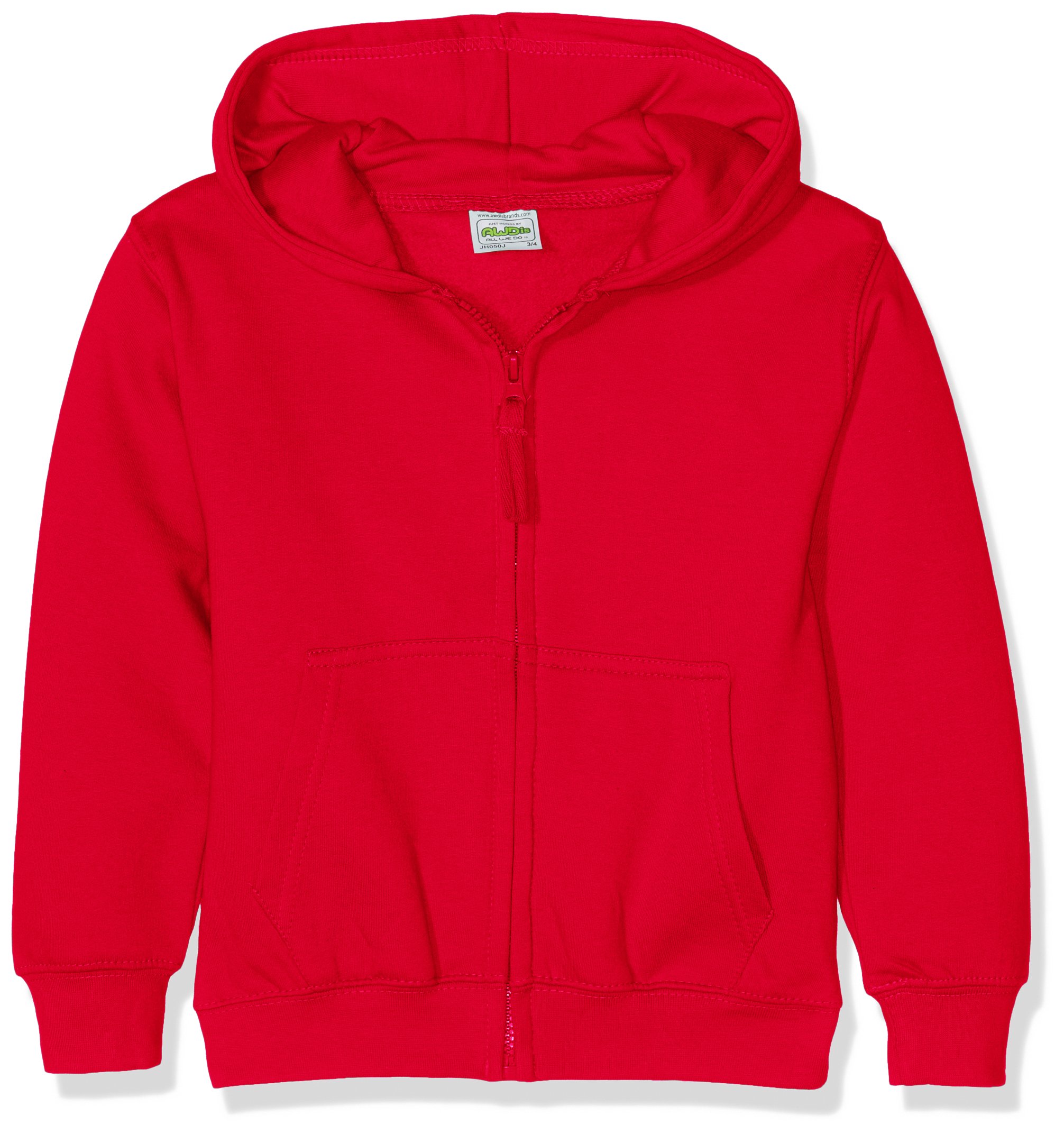AWDis Boy's Kids Zoodie Hoodie, Red (Fire Red), Medium