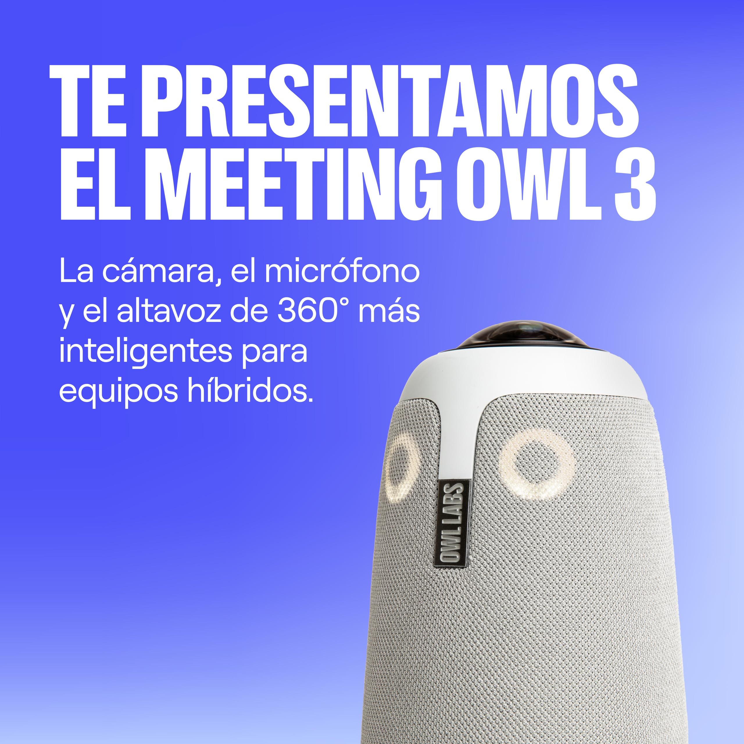 Owl Labs Meeting 3 - cámara de videoconferencia Inteligente de 360 y 1080p HD, Micro y Altavoz (Vista orador Activo Zoom Inteligente y Ecualizador Ruido), Gris