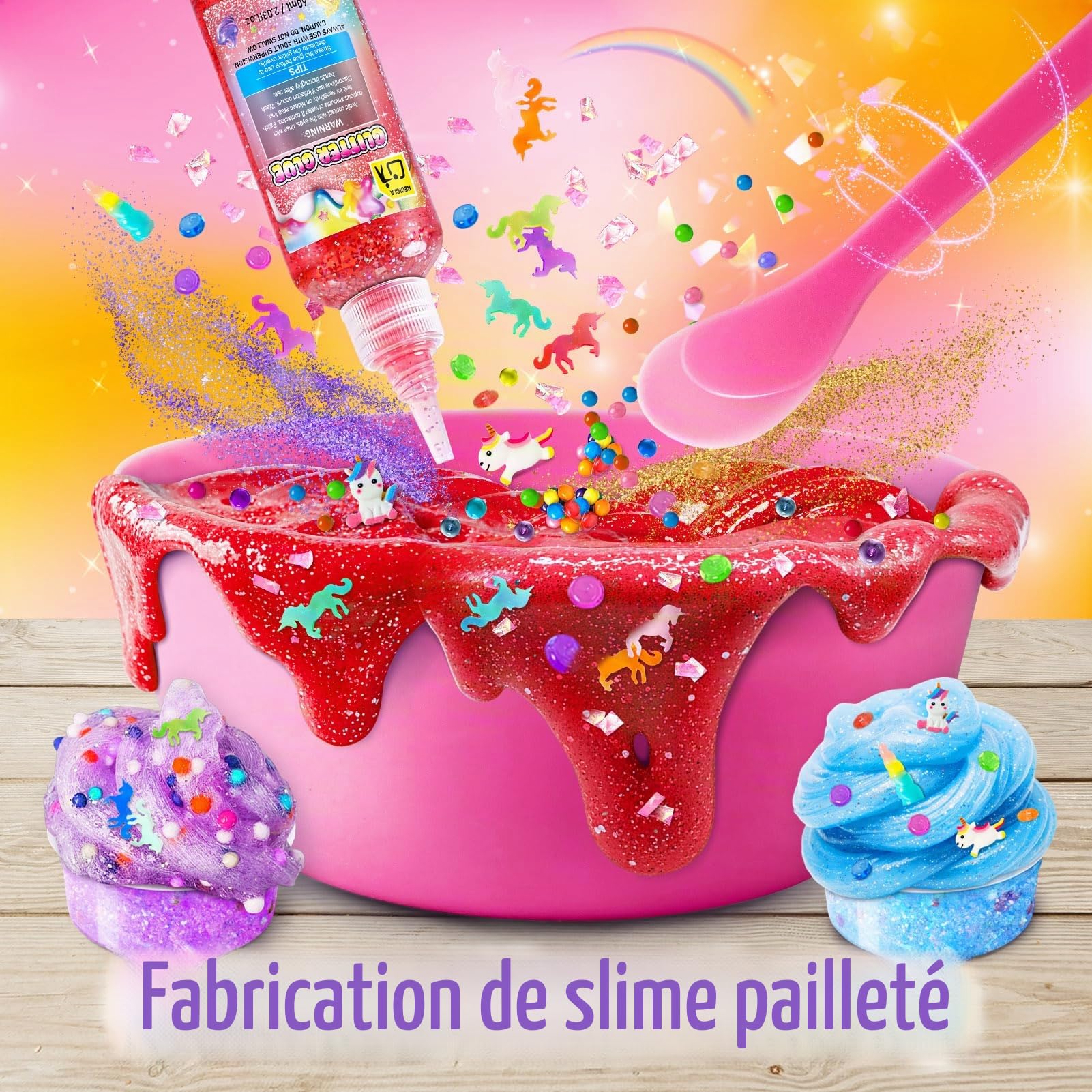 Kit Slime DIY, Kit de Slime Galaxy pour Filles 3-12 Ans, Glimmer Crunchy | Slime Beurre, Mousse, Nuage avec Accessoires, Boules de Mousse, Charms, Cadeaux Fête pour Enfants