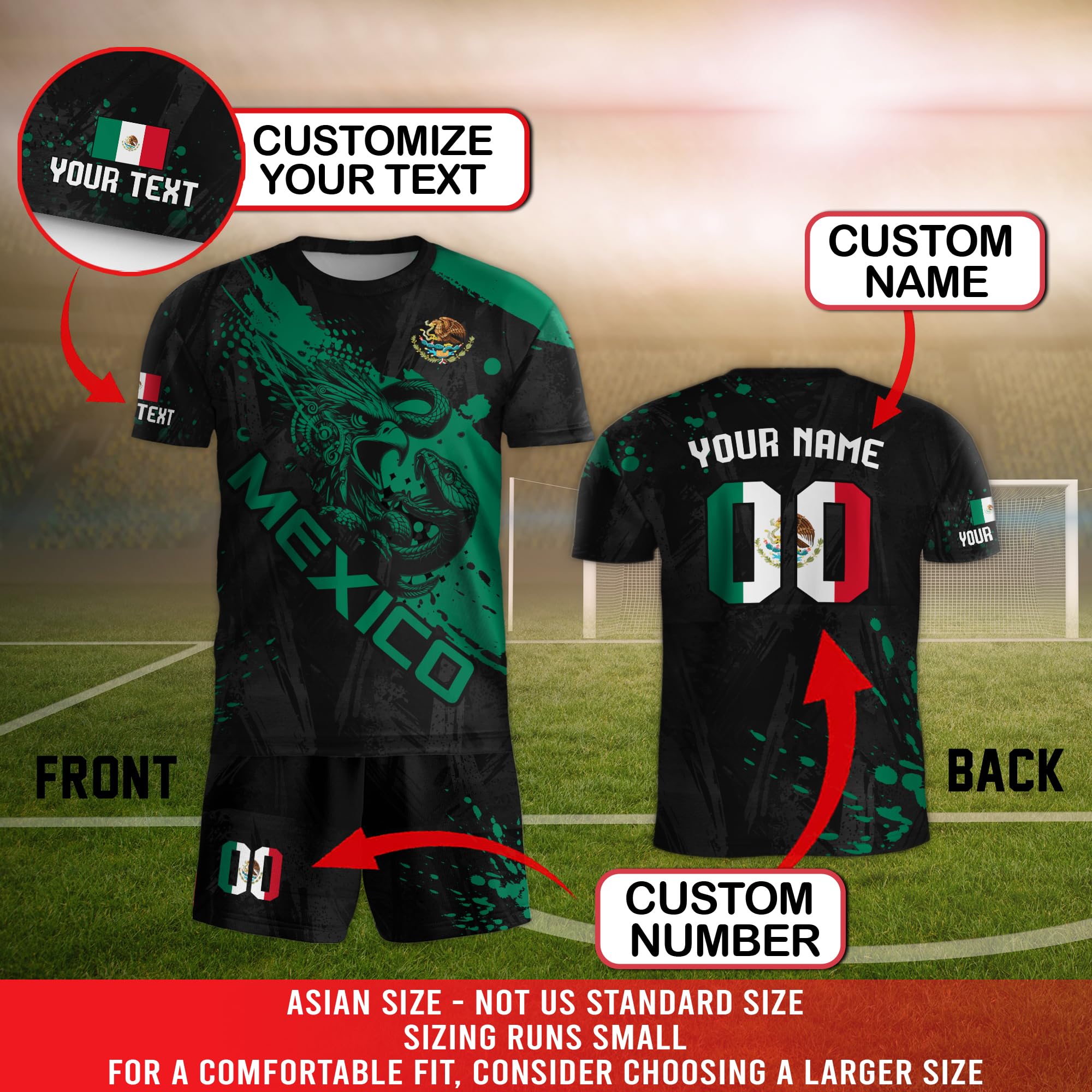 Custom Mexico Soccer Jersey for Men, Personalized Mexican Jersey Soccer 2024, Customized Mexico Soccer Jersey Kids 5