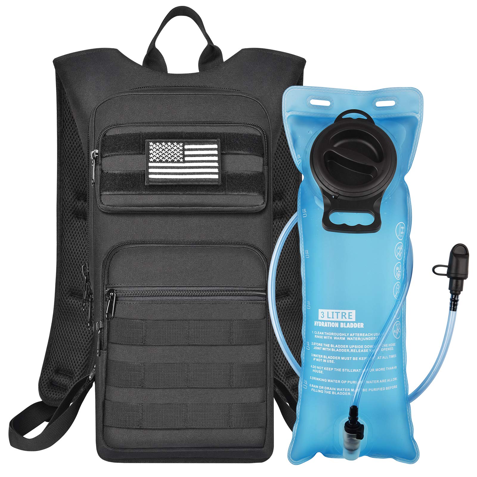 NOOLA Hydration Backpack with 3L TPU Water Bladder, Tactical Molle Water Backpack for Men Women, Hydration Pack for Hiking, Biking, Running and Climbing