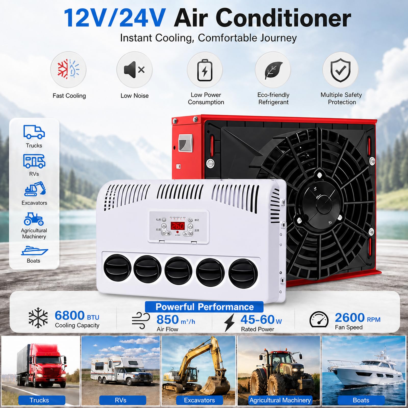 12v/24v Universal Elektrische Rv, Energiesparender Inverter Mit Batterieschutz, FüR LKW Busse Wohnmobile Wohnwagen Bagger,Schwarz 24v-Black