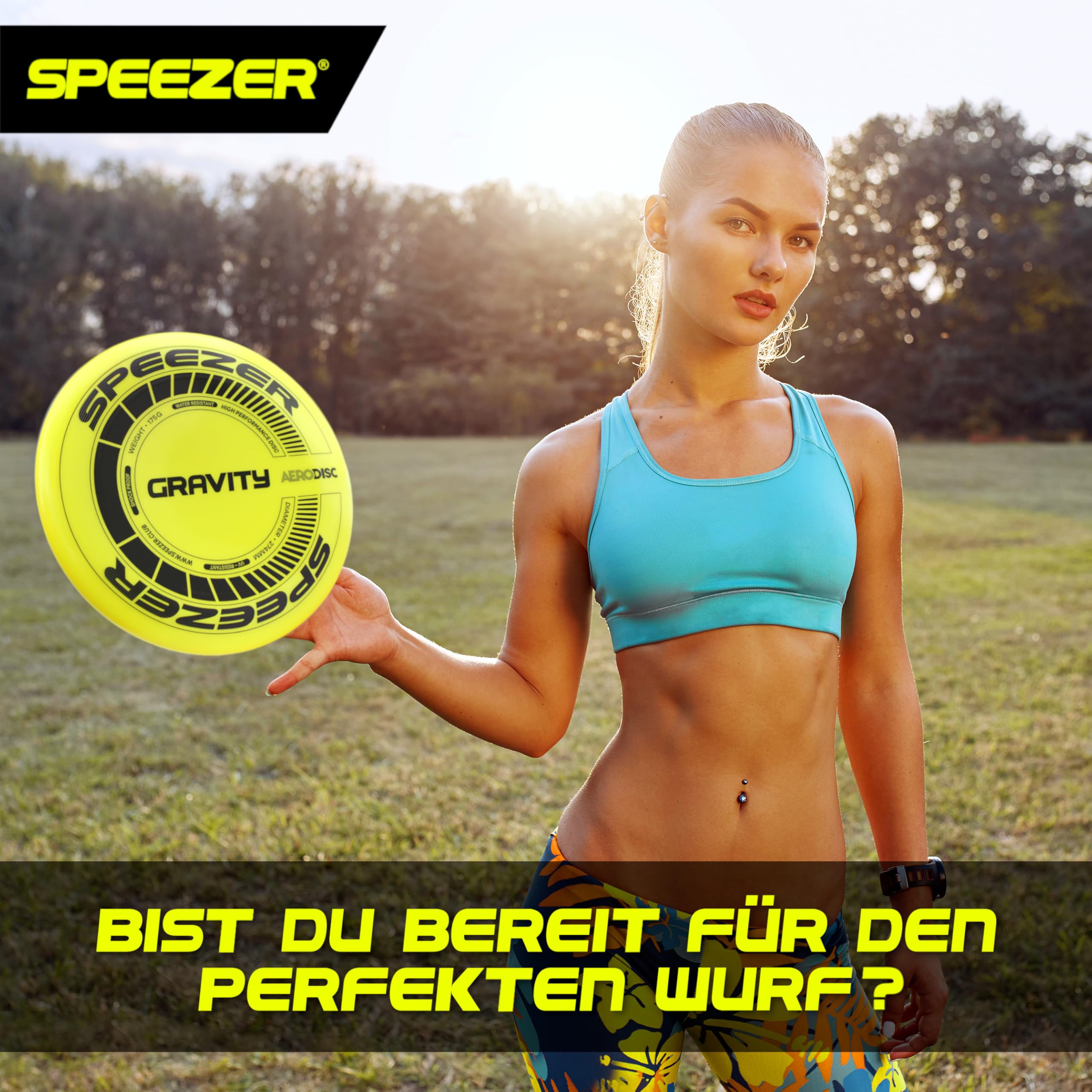 SPEEZER Frisbee Gravity 175 g – El disco de lanzamiento profesional amarillo neón es el juego divertido para deportes al aire libre – Disco de frisbee para niños y adultos – Ultimate Flying Disc - 5