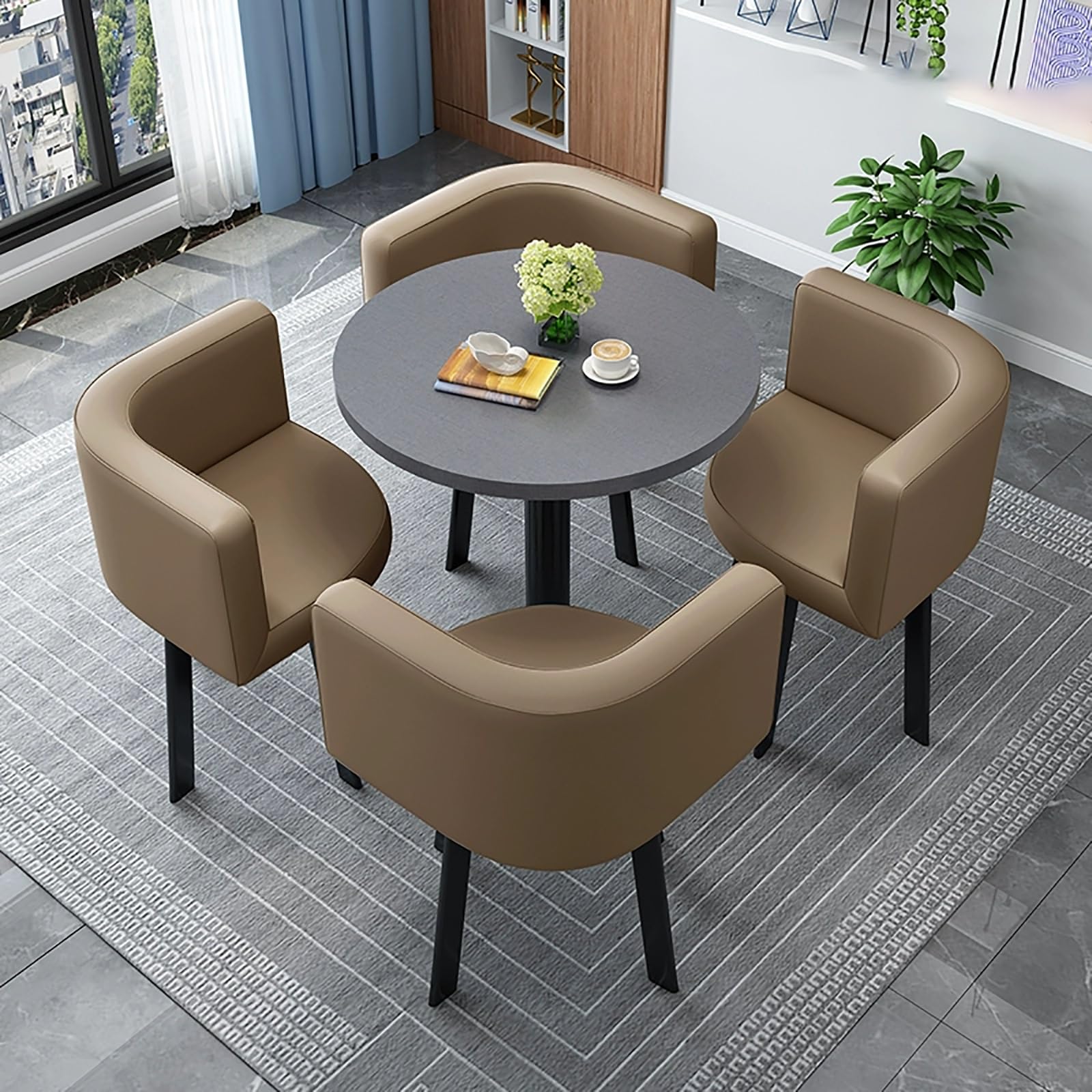 AYCDL Round Dining Table Set for 4 with Chairs - for Coffee Shops Milk Tea Shops or Living Rooms - Stylish Conference Coffee Table,StyleX